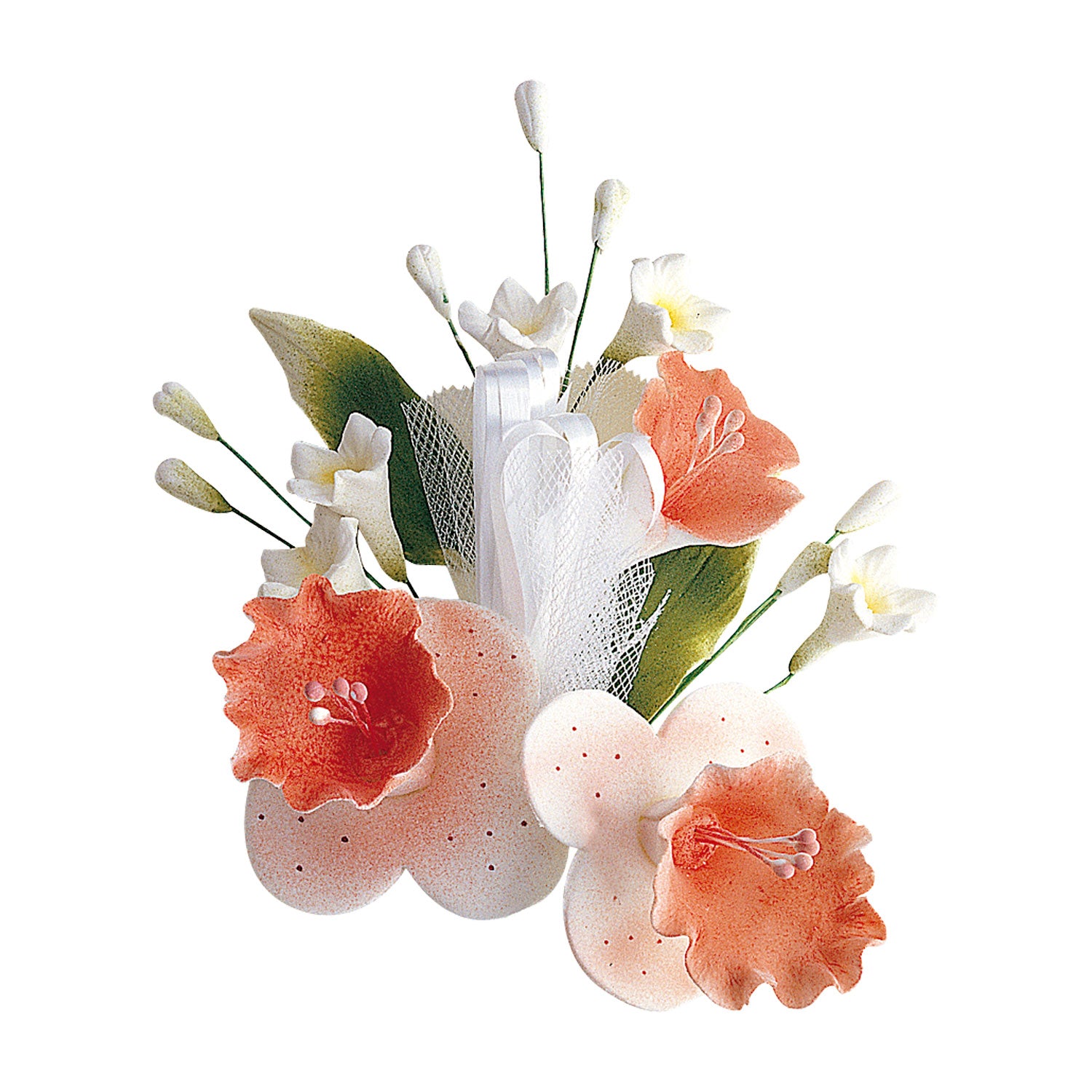 BOUQUETS DE FLEUR PASTILLAGE ASSORTIMENT BLANCHE ET ROUGE 13CM