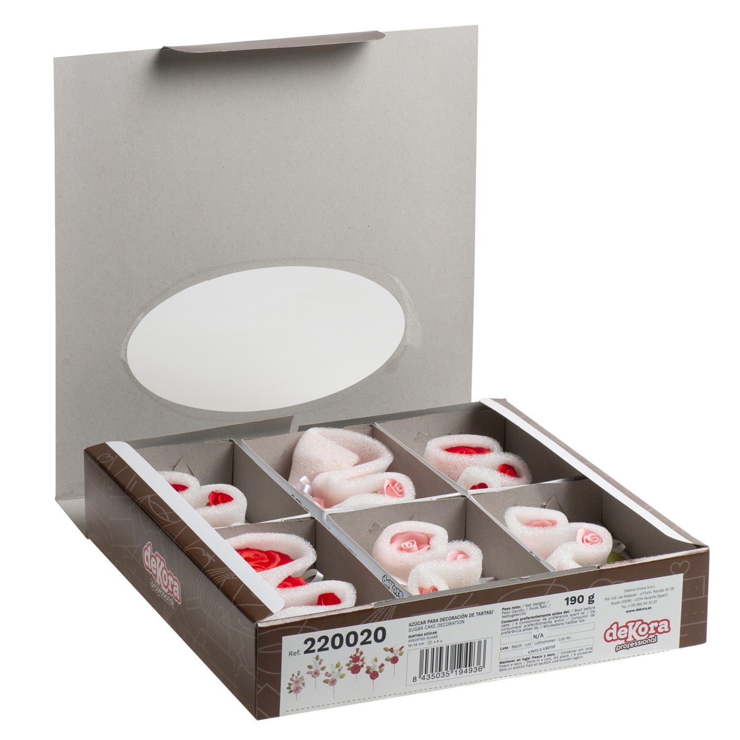 MAZZO INDIVIDUALE DECORAZIONE ZUCCHERO ROSA-ROSSO