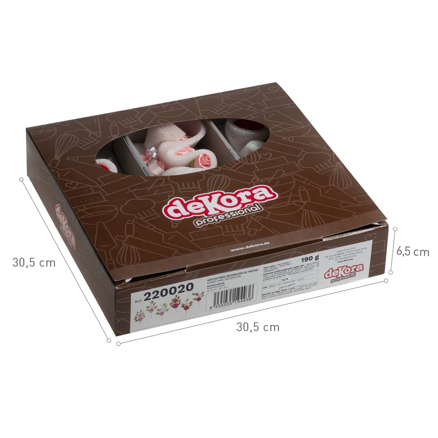 RAMO DECORACION AZUCAR ROSA-ROJO INDIVIDUAL