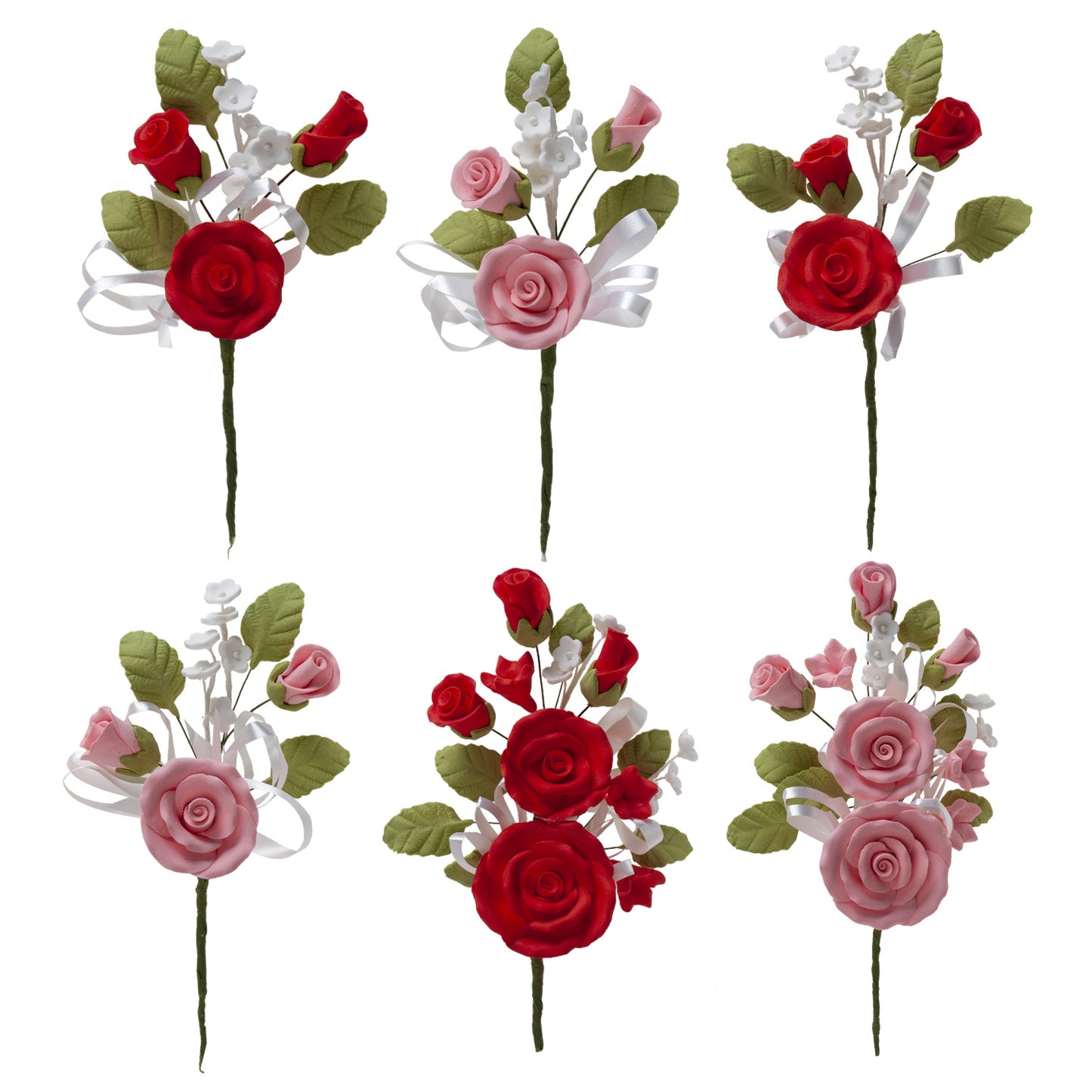 MAZZO INDIVIDUALE DECORAZIONE ZUCCHERO ROSA-ROSSO