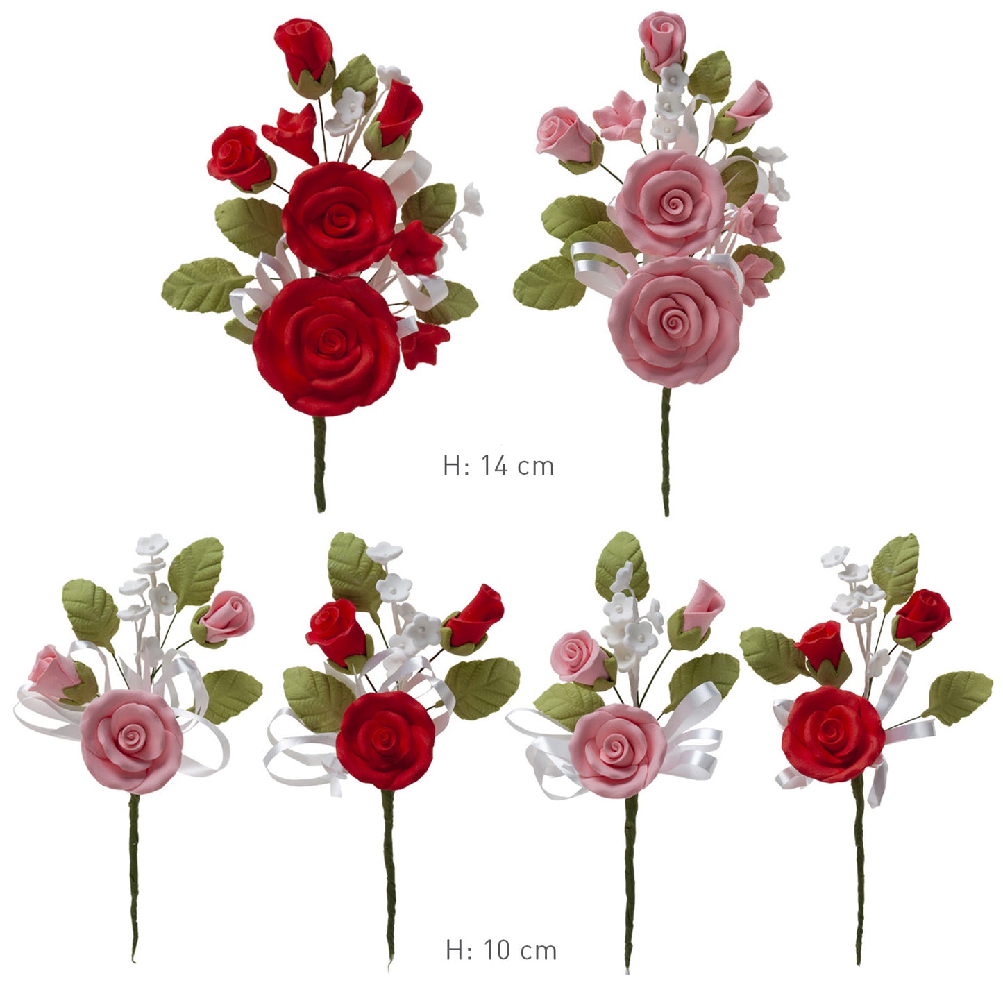 MAZZO INDIVIDUALE DECORAZIONE ZUCCHERO ROSA-ROSSO
