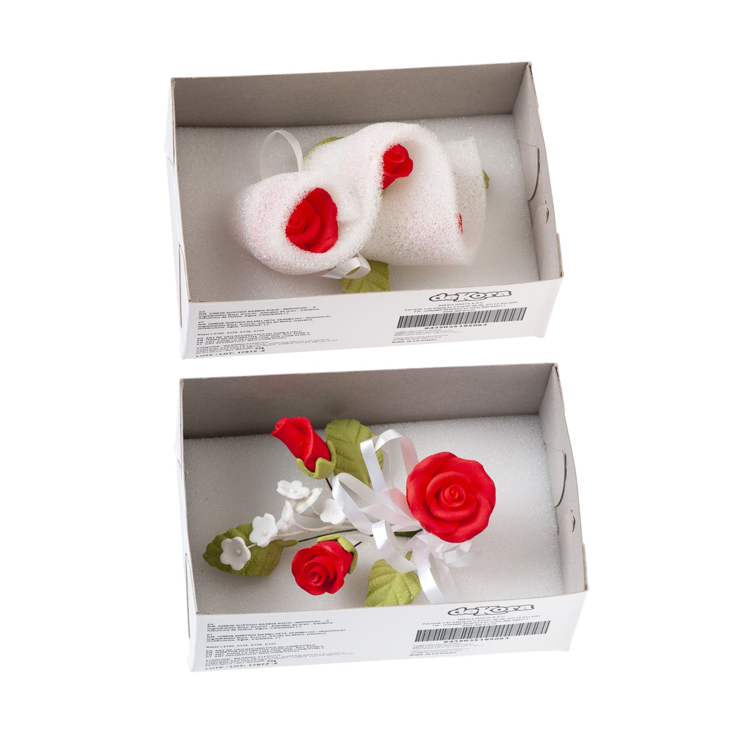 MAZZO INDIVIDUALE DECORAZIONE ZUCCHERO ROSA-ROSSO