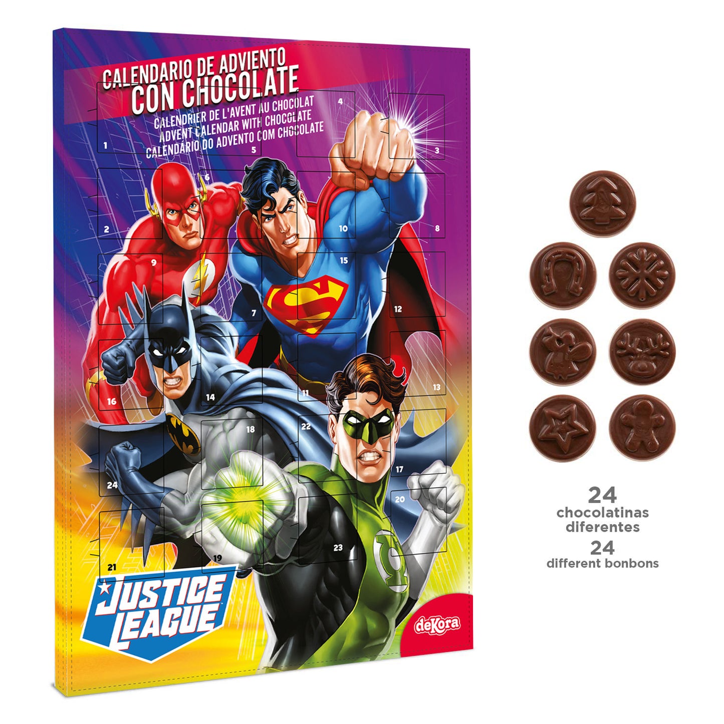 CALENDRIER DE L'AVENT JUSTICE LEAGUE AVEC CHOCOLAT 50GR