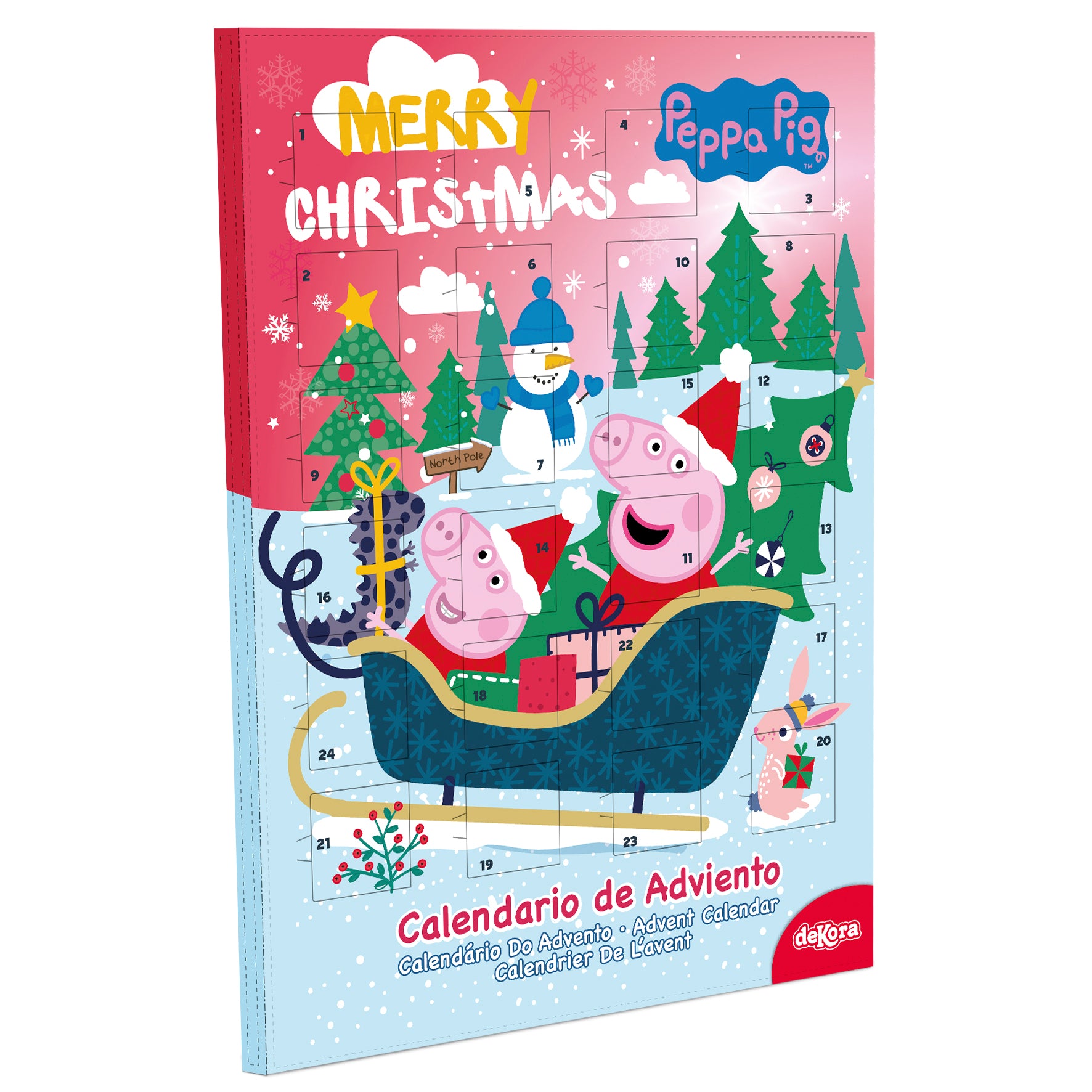 CALENDRIER DE L'AVENT EN TRAÎNEAU PEPPA PIG AVEC CHOCOLAT 50GR
