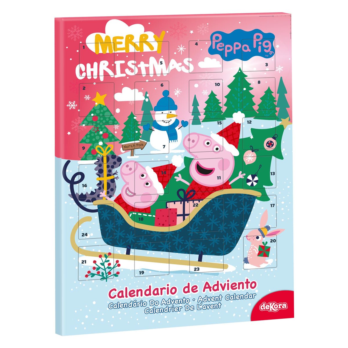 CALENDRIER DE L'AVENT EN TRAÎNEAU PEPPA PIG AVEC CHOCOLAT 50GR
