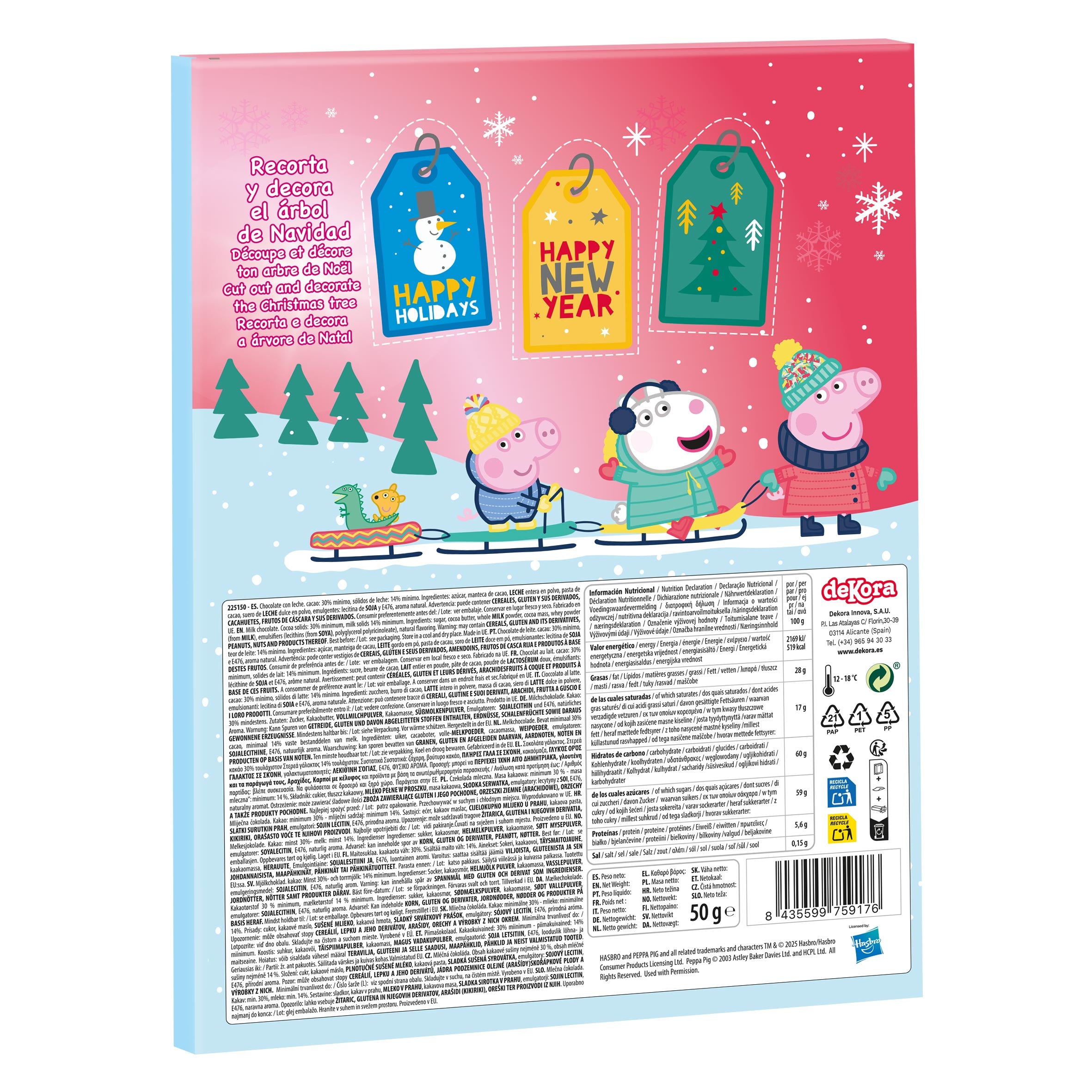 PEPPA PIG SLEIGH ADVENT CALENDAR WITH CHOCOLATES 50GR