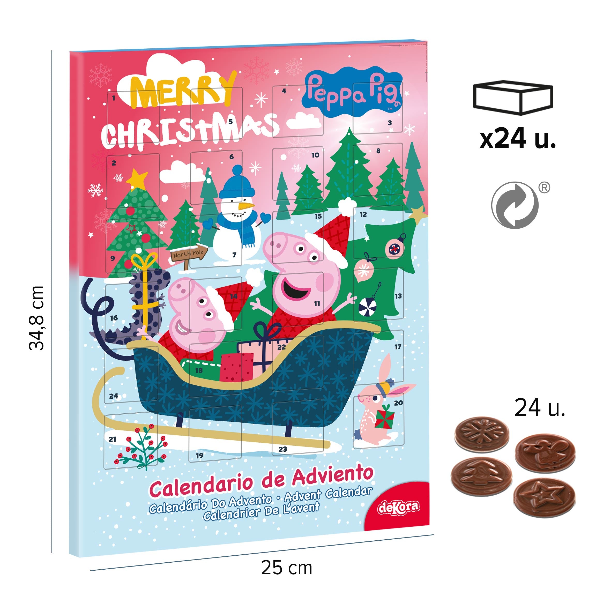 PEPPA PIG SLEIGH ADVENT CALENDAR WITH CHOCOLATES 50GR