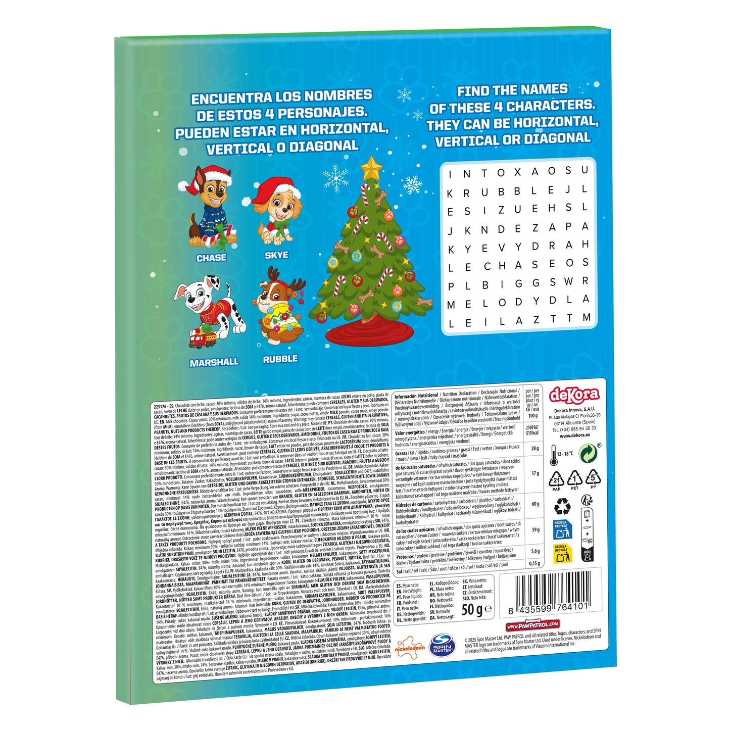 PAW PATROL CALENDRIER DE L'AVENT COURONNE DE NOËL 50GR
