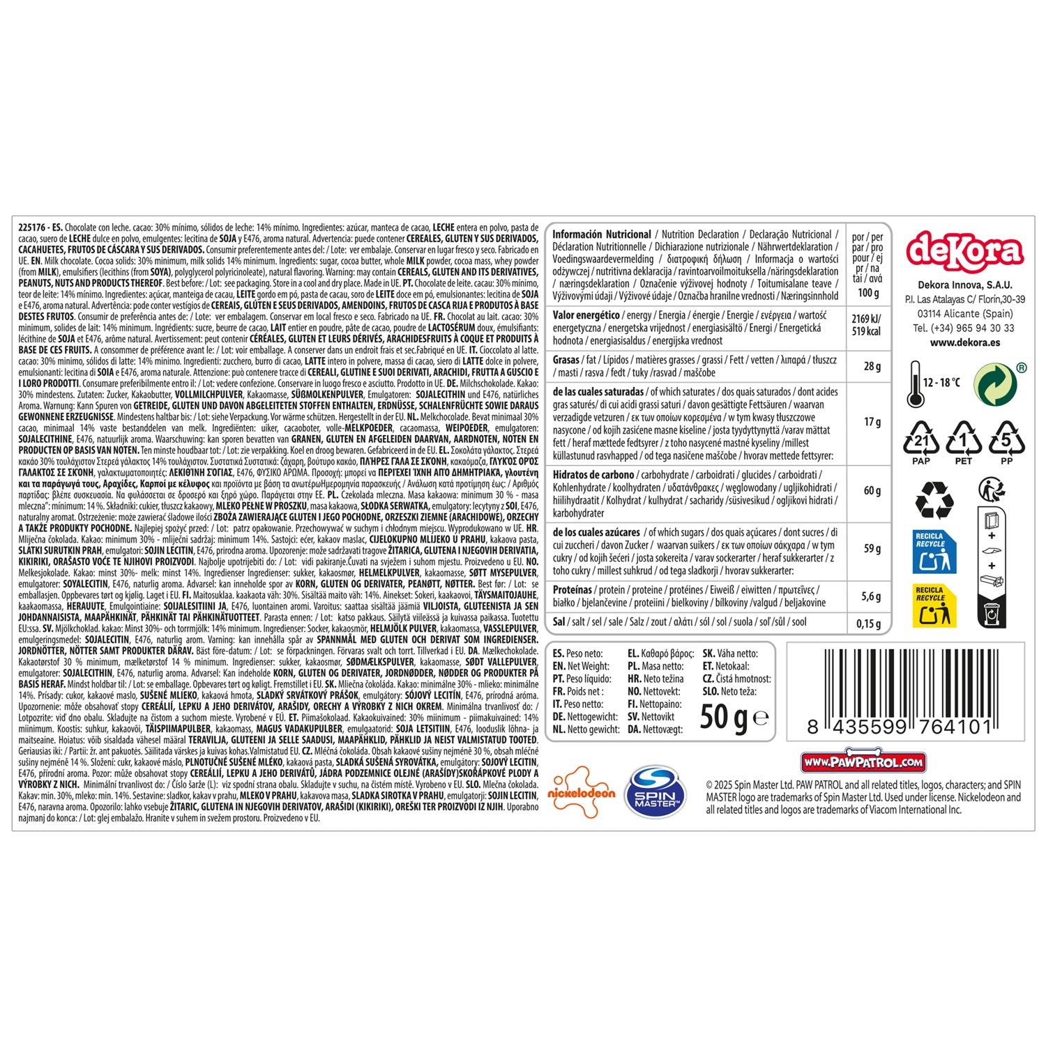 PAW PATROL CALENDRIER DE L'AVENT COURONNE DE NOËL 50GR