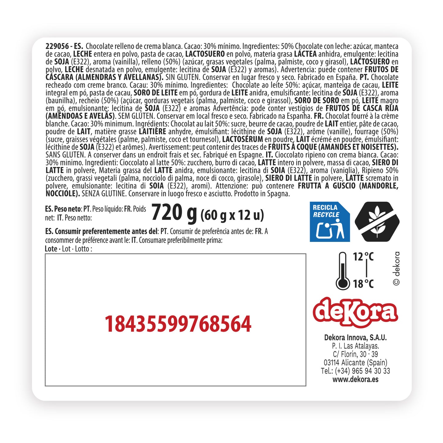 BUNNY WITH CHOCOLATE EGGS 60GR