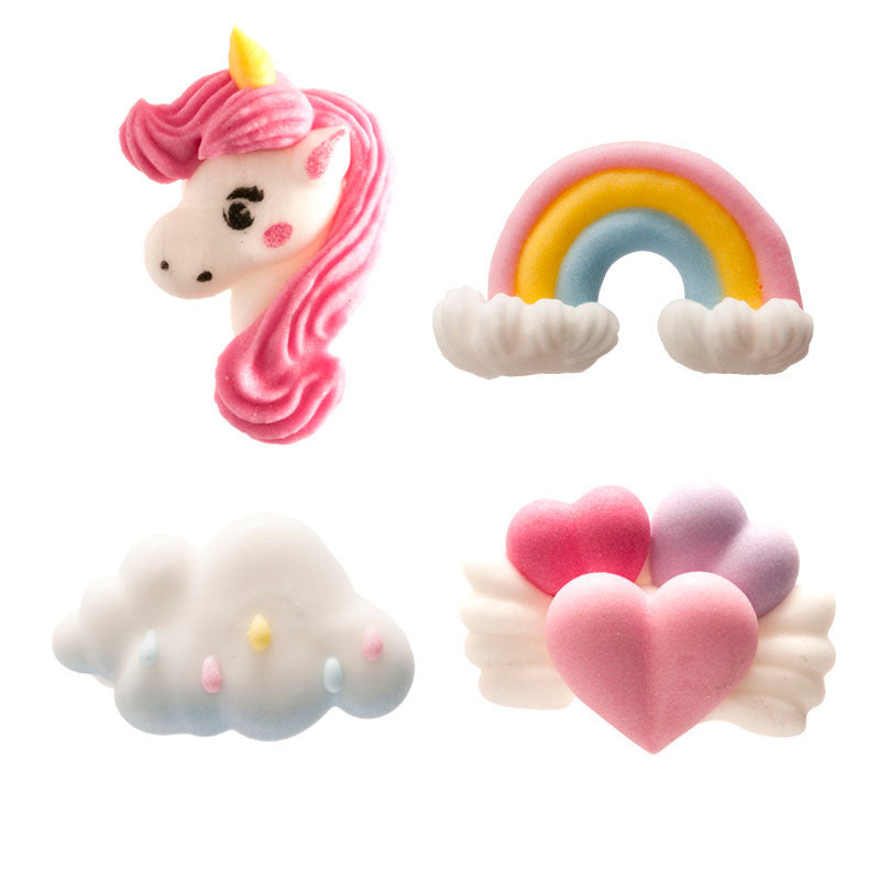 15 BLISTERS 8 PIECES SUGAR CAKE DECORATION UNICORN