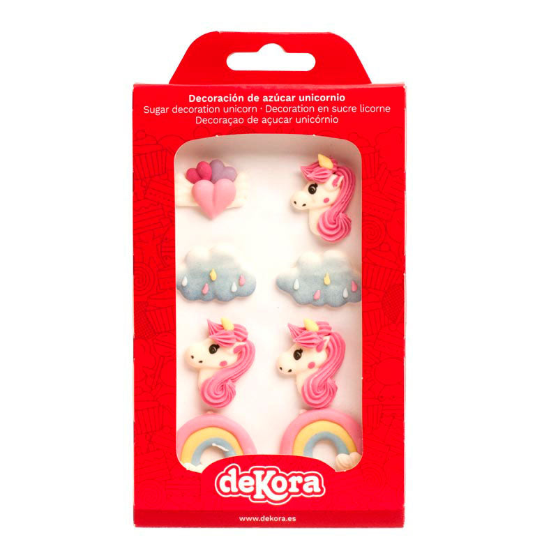 DECORACIÓN DE AZÚCAR 8 PIEZAS UNICORNIO