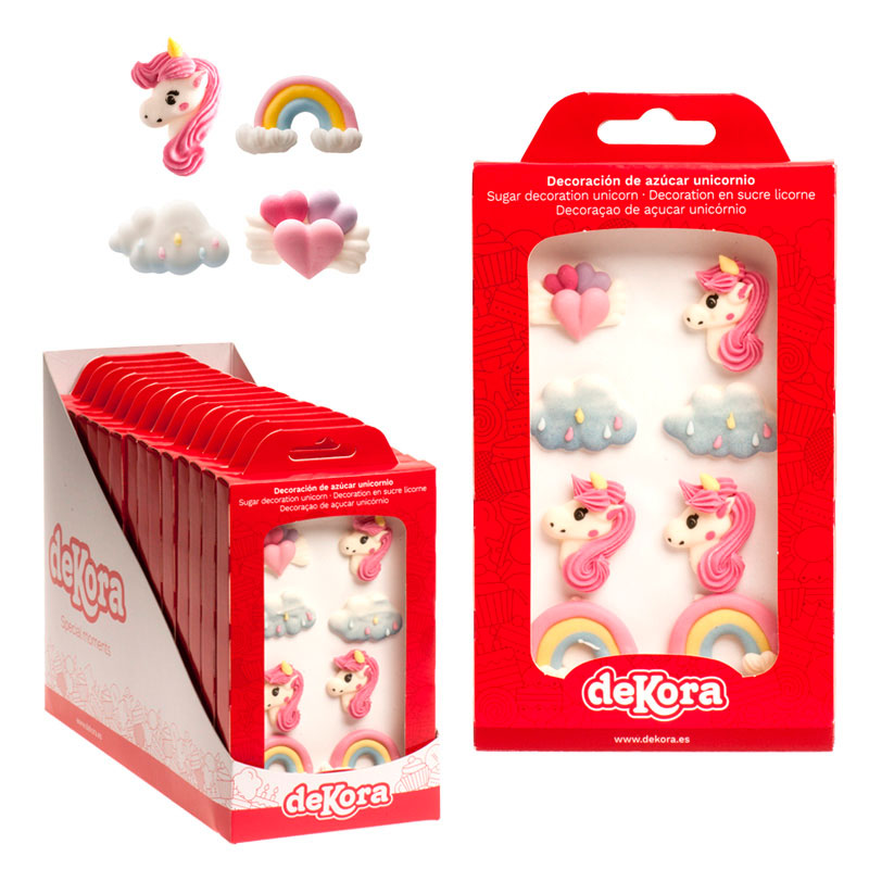 15 BLISTERS 8 PIECES SUGAR CAKE DECORATION UNICORN