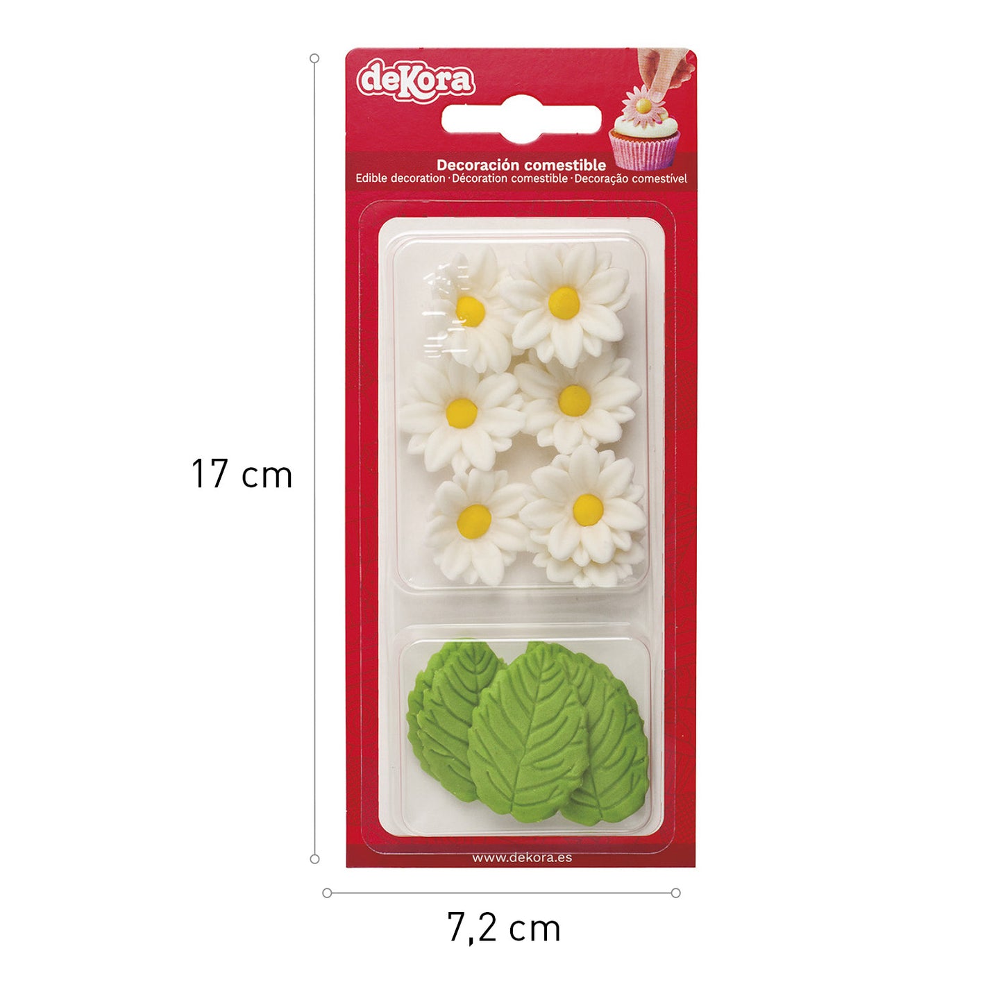 BLISTER SUGAR 7 WHITE MARGUERITES AND 5 GREEN LEAVES