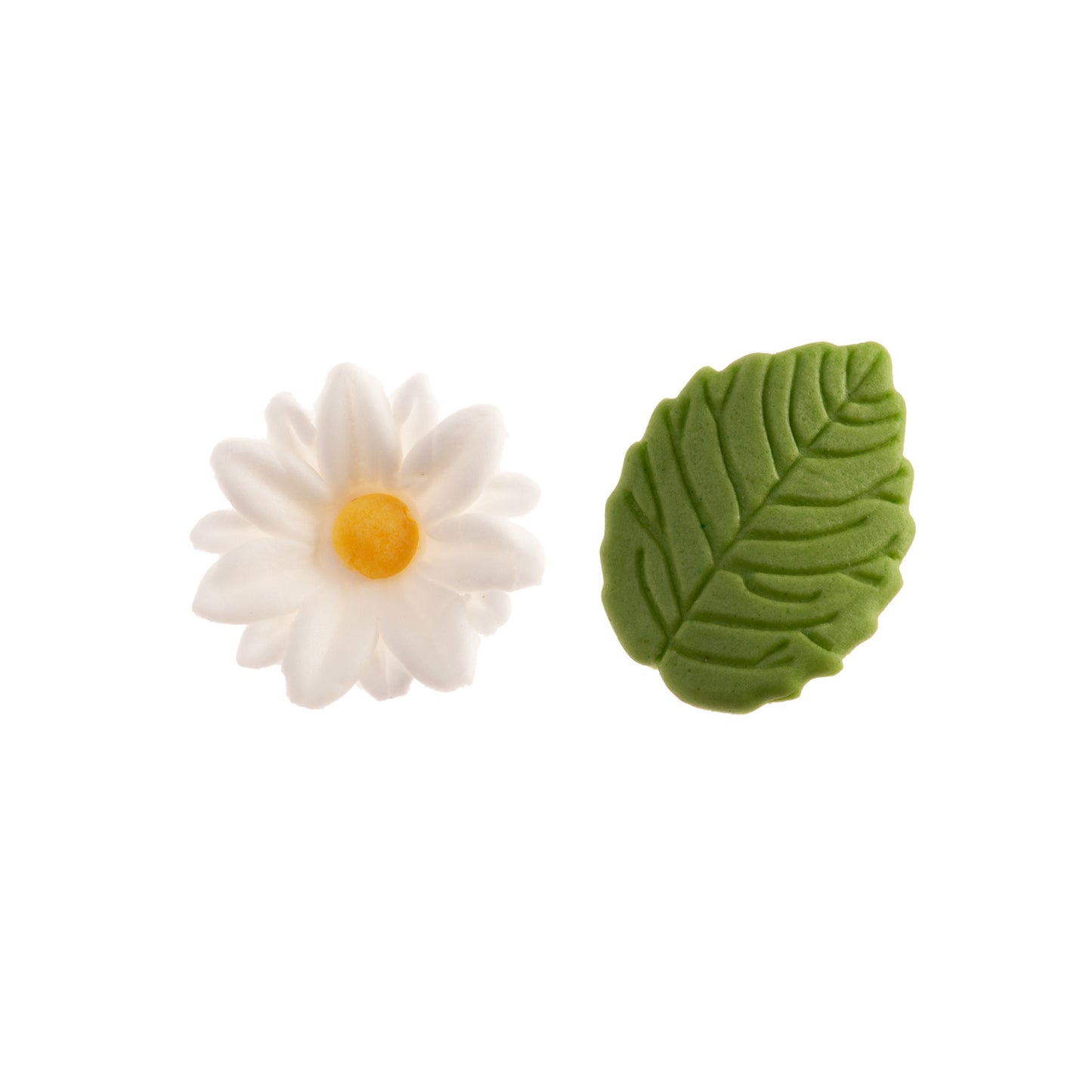 BLISTER SUGAR 7 WHITE MARGUERITES AND 5 GREEN LEAVES
