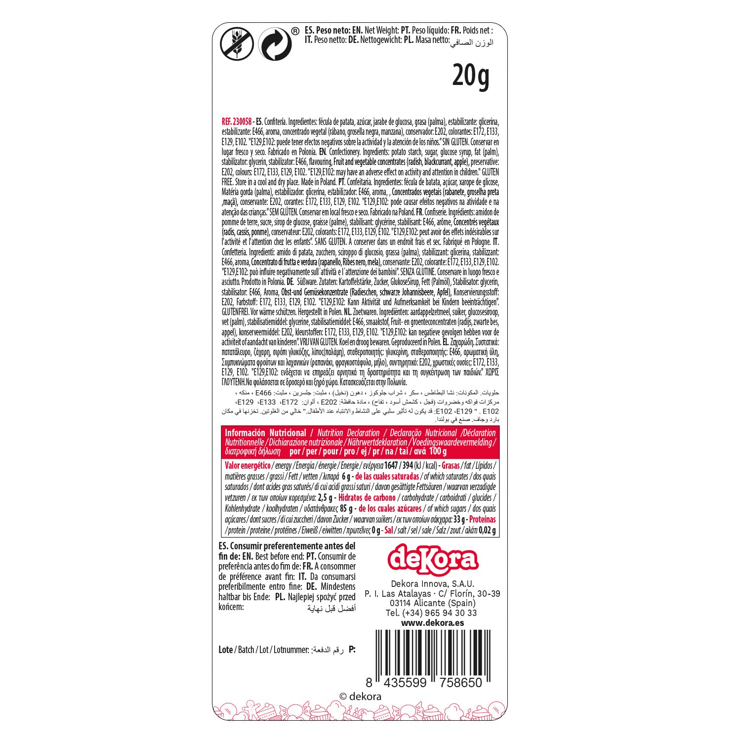 BLISTER SUCRE 7 MARGUERITES ROUGES ET 5 FEUILLES VERTES