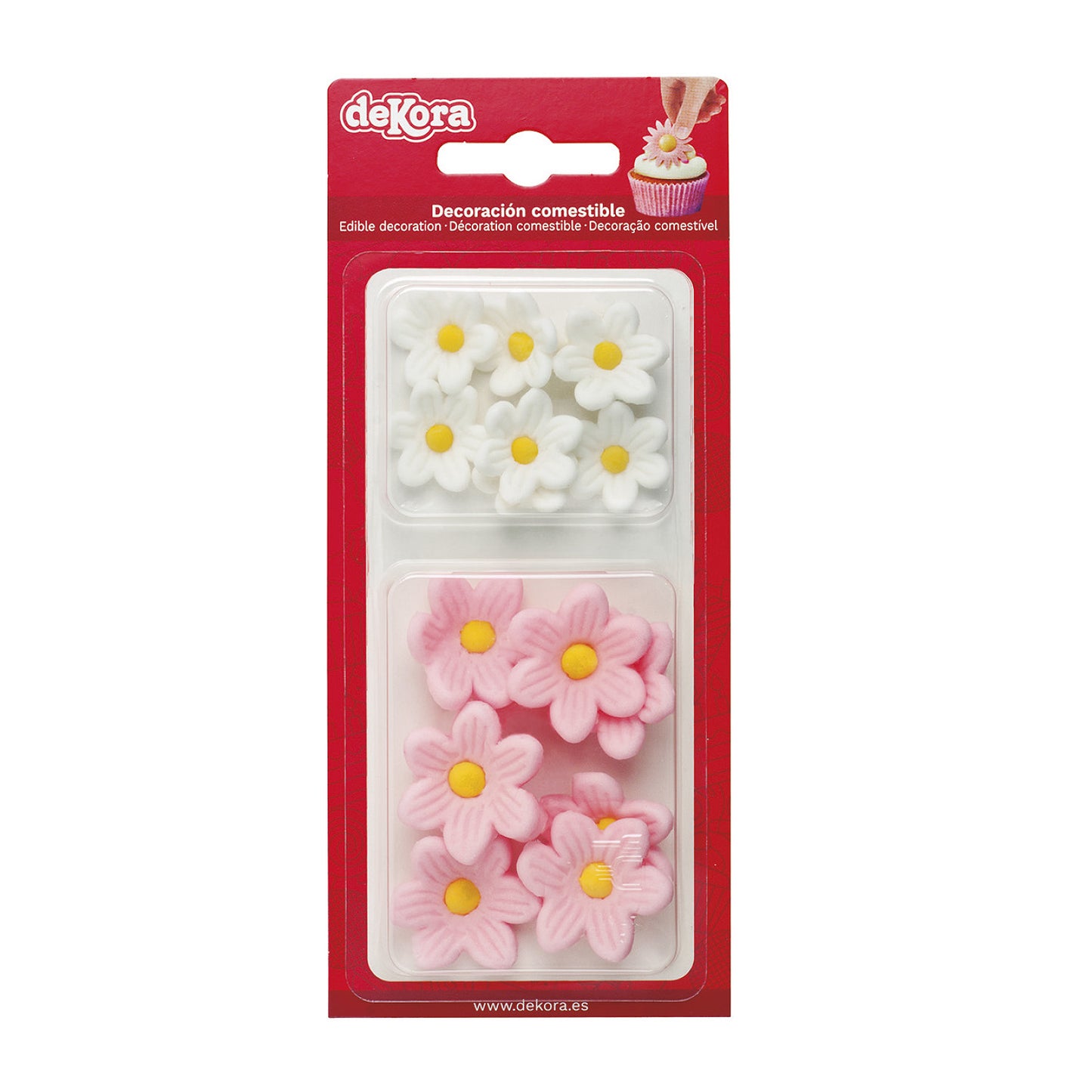 BLISTER SUCRE 7 MARGUERITES BLANCHES ET 7 ROSES