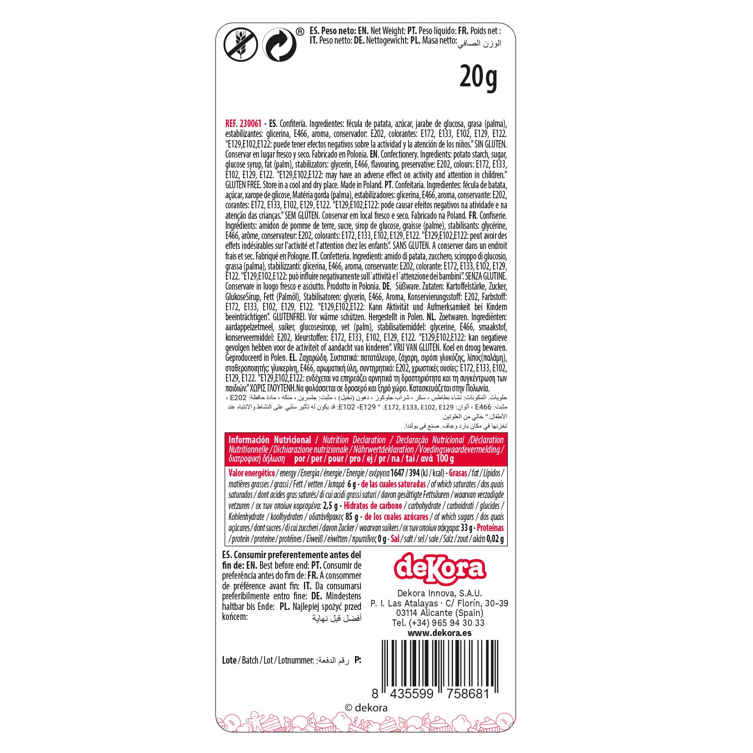 BLISTER SUCRE 8 FLEURS ROSE AND 5 FEUILLES VERTES