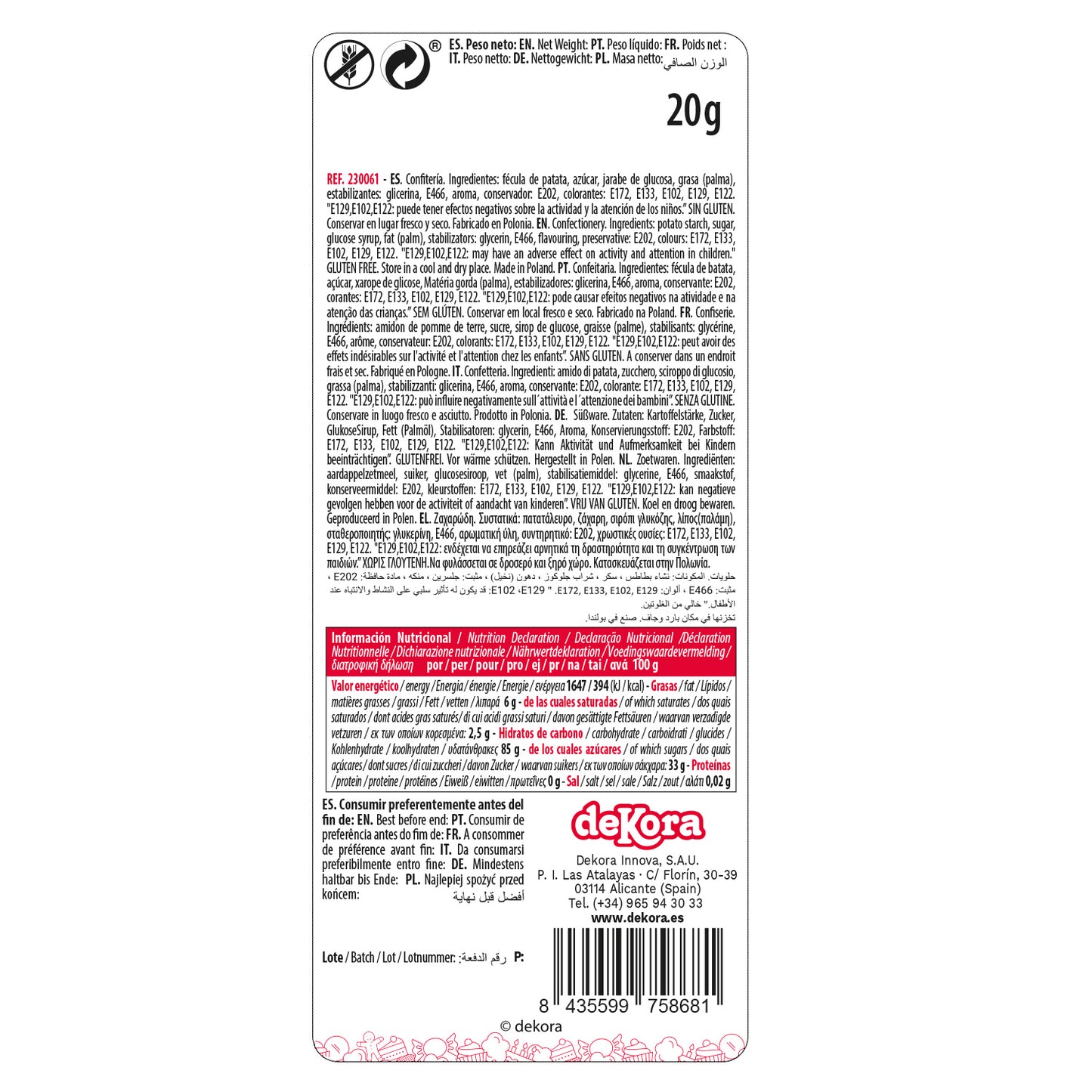 BLISTER SUCRE 8 FLEURS ROSE AND 5 FEUILLES VERTES