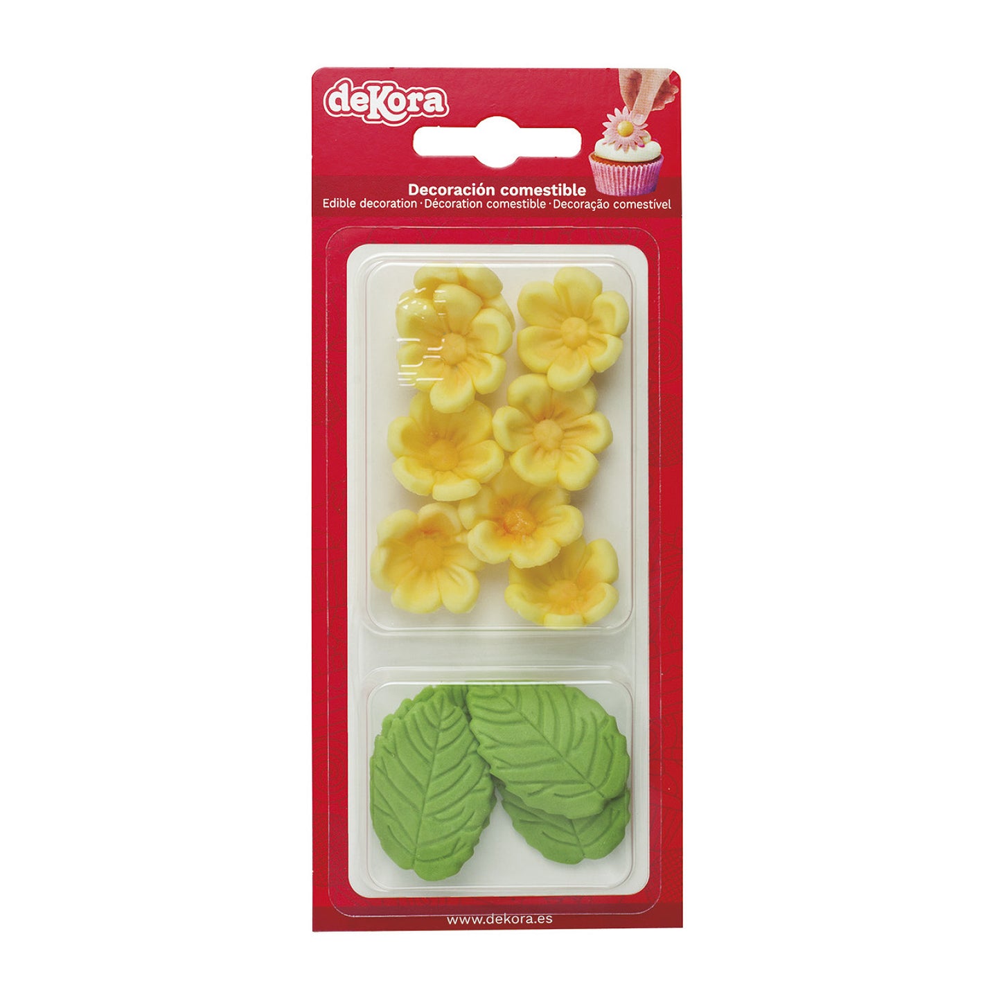 BLISTER SUCRE 8 FLEURS JAUNES ET 5 FEUILLES VERTES