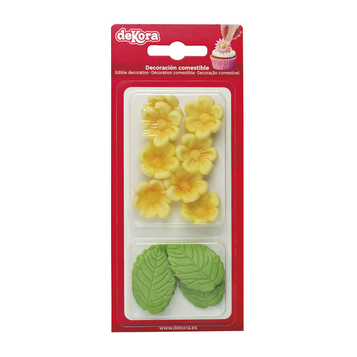 BLÍSTER AZÚCAR 8 FLORES AMARILLAS Y 5 HOJAS VERDES