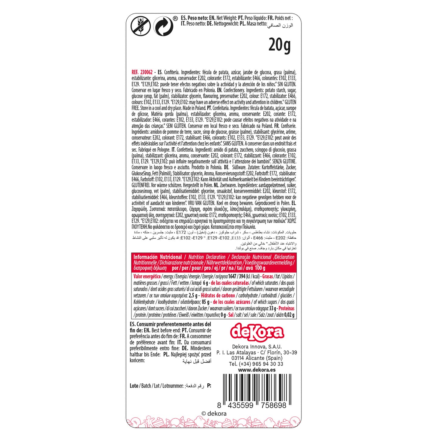 BLISTER SUCRE 8 FLEURS JAUNES ET 5 FEUILLES VERTES