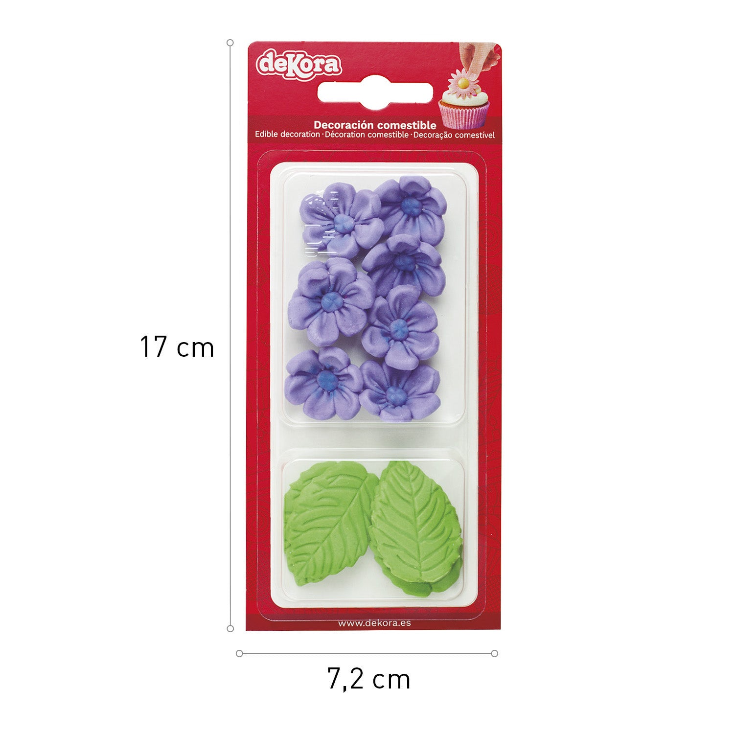 BLISTER SUCRE 8 FLEURS VIOLET ET 5 FEUILLES VERTES