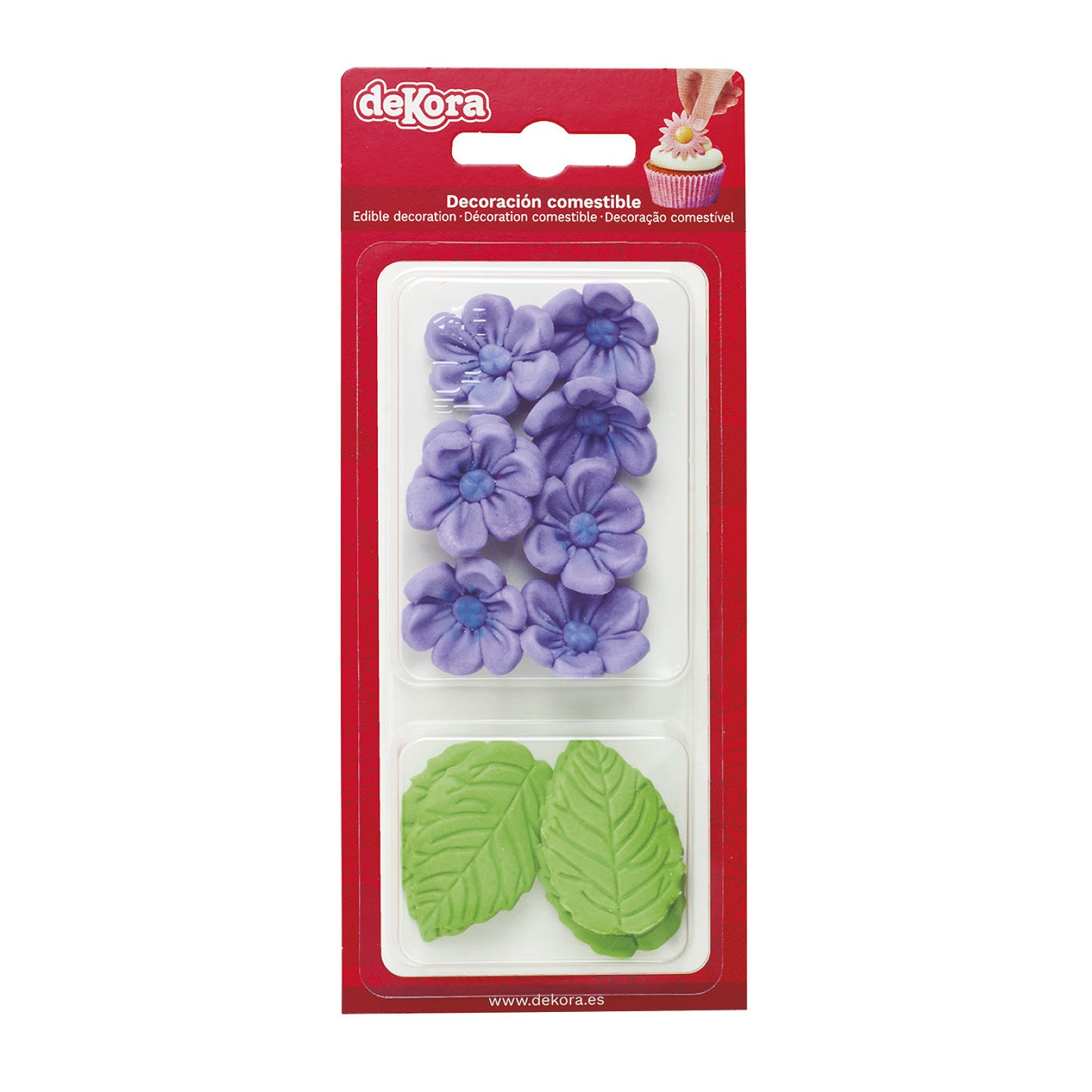 BLISTER SUCRE 8 FLEURS VIOLET ET 5 FEUILLES VERTES
