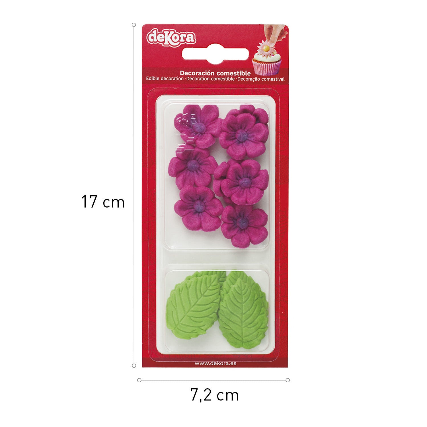BLISTER SUGAR 8 FUCHSIA FLOWERS AND 5 GREEN LEAVES