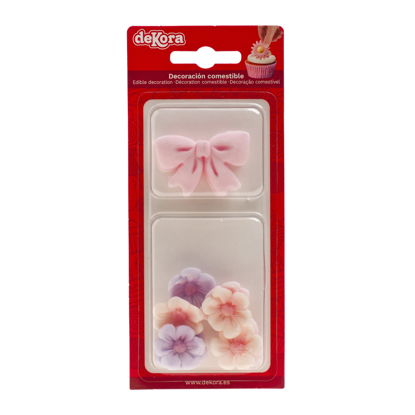 BLISTER SUCRE RUBAN ROSE AVEC FLEURS