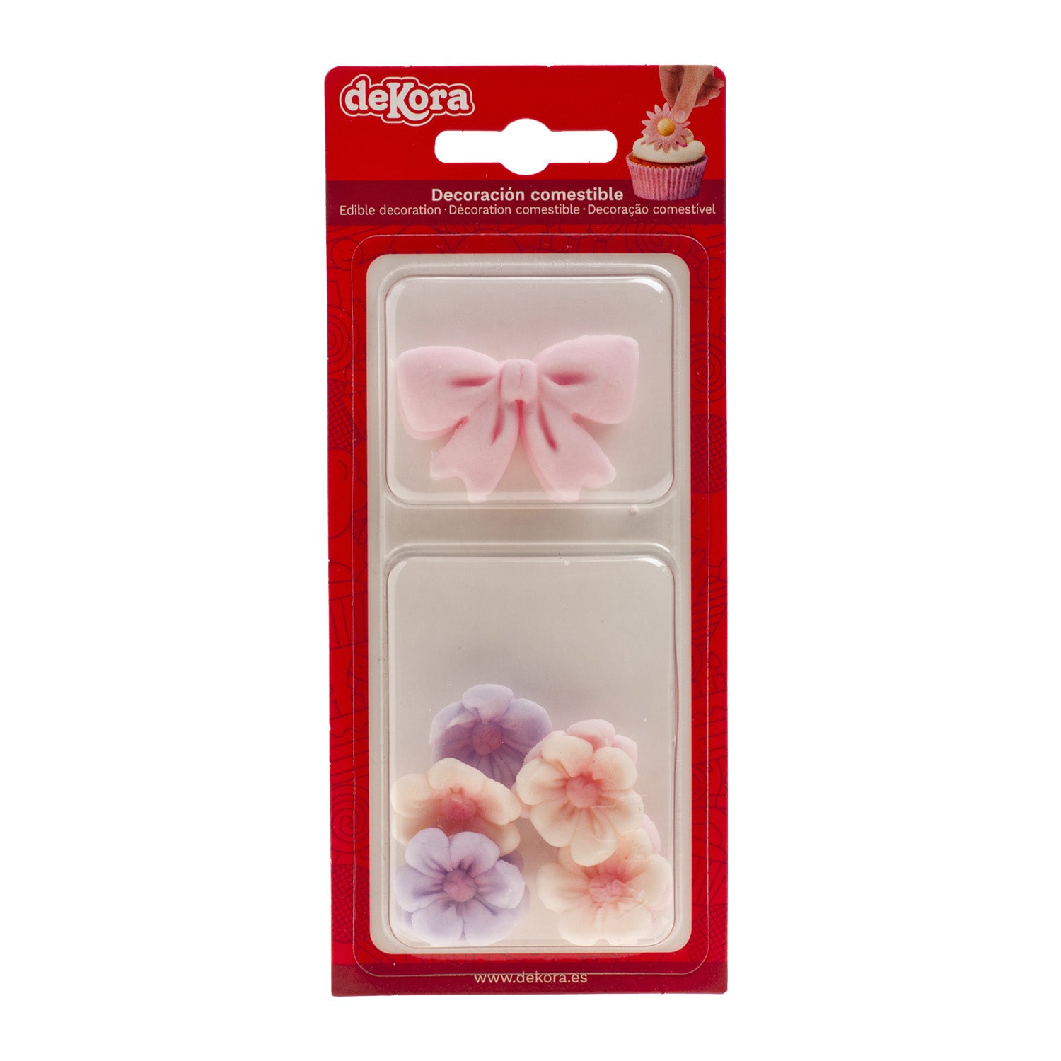 BLISTER SUCRE RUBAN ROSE AVEC FLEURS