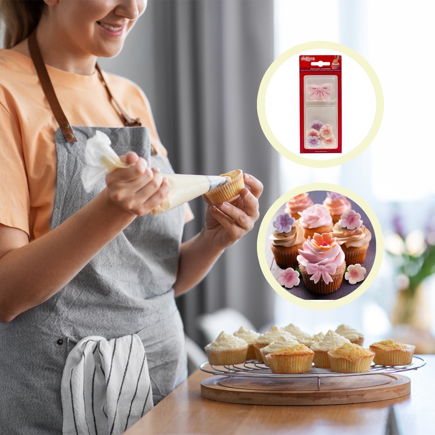 BLISTER SUCRE RUBAN ROSE AVEC FLEURS