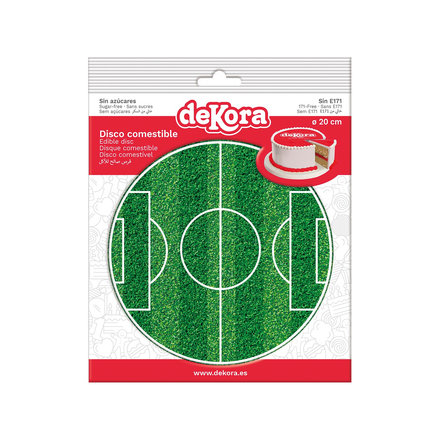 DISCO COMESTIBLE PARA TARTAS CAMPO FÚTBOL 20CM ZERO