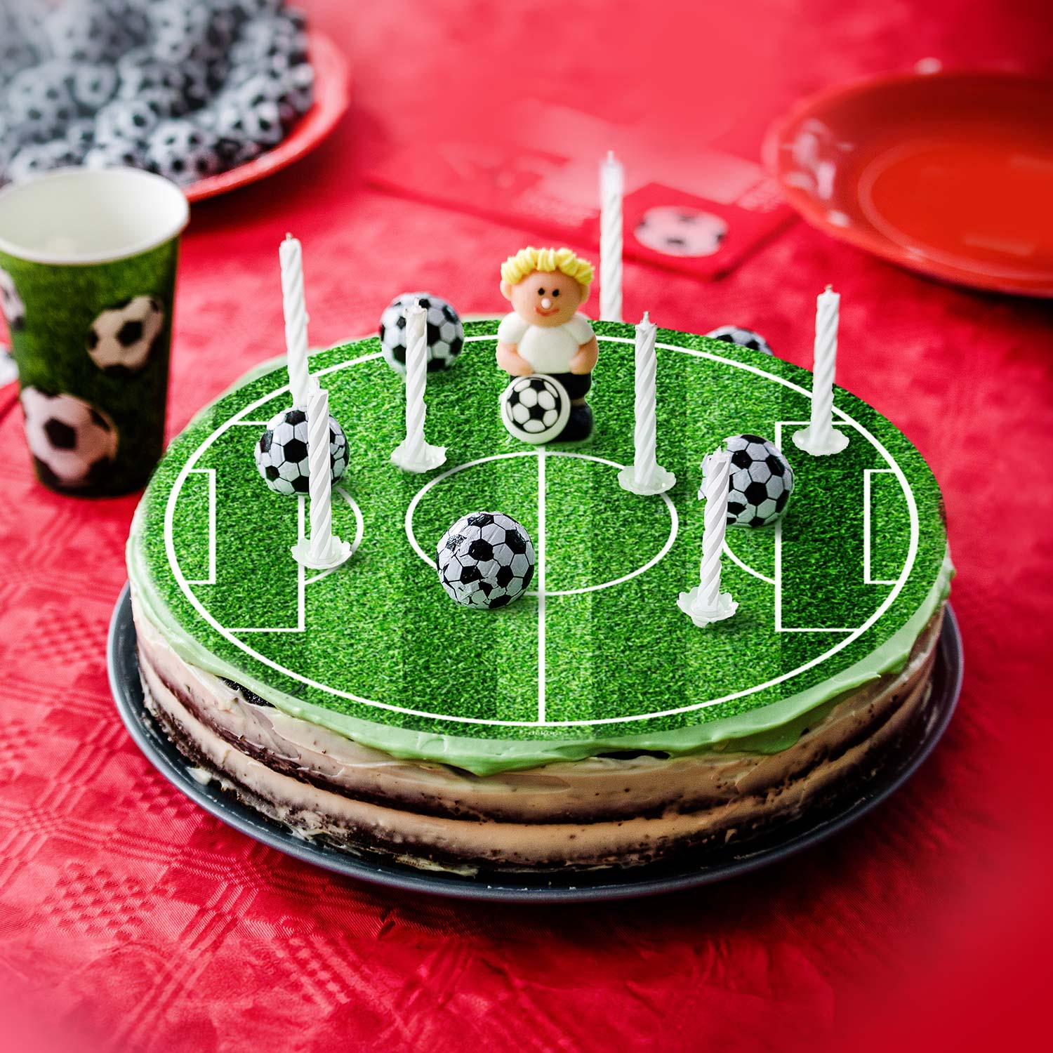 DISQUE COMESTIBLE POUR GÂTEAUX TERRAIN DE FOOTBALL 20CM ZERO