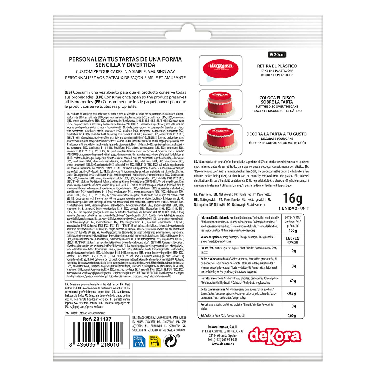 DISCO COMESTIBLE PARA TARTAS CAMPO FÚTBOL 20CM ZERO