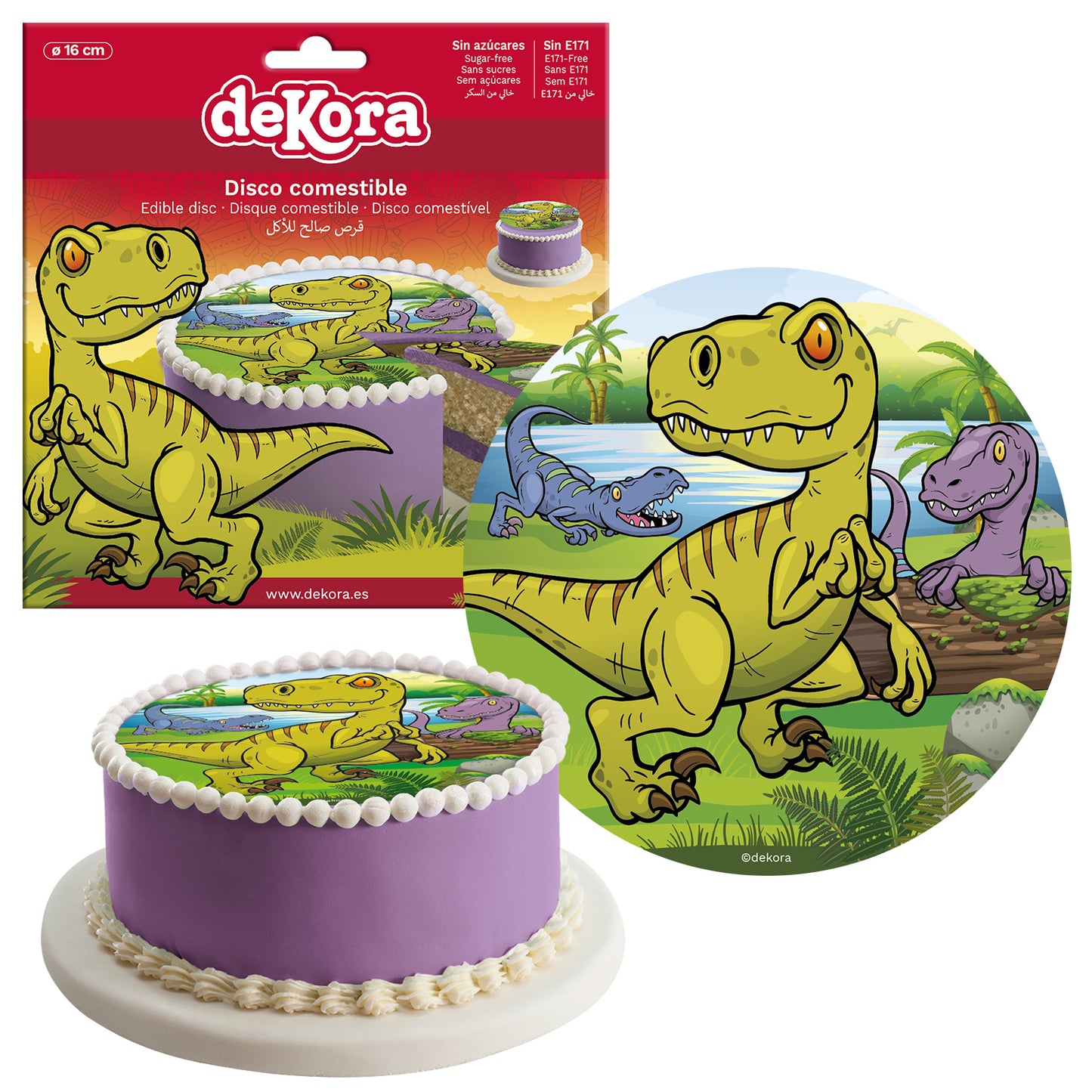 DINOSAUR CAKE DECORATING EDIBLE DISC 16 CM ZERO