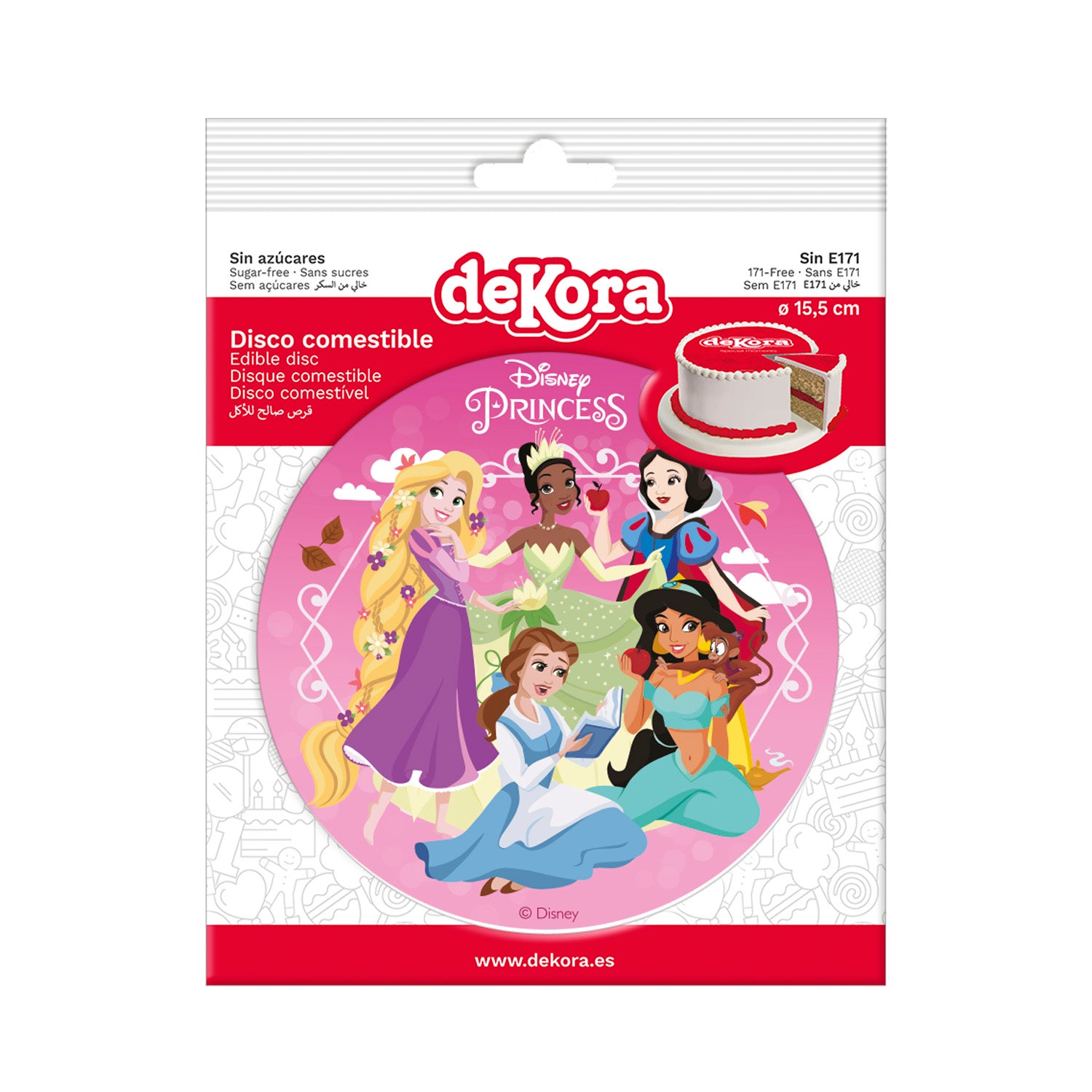 DISCO COMESTÍVEL DECORAR BOLOS PRINCESAS ZERO 15,5CM