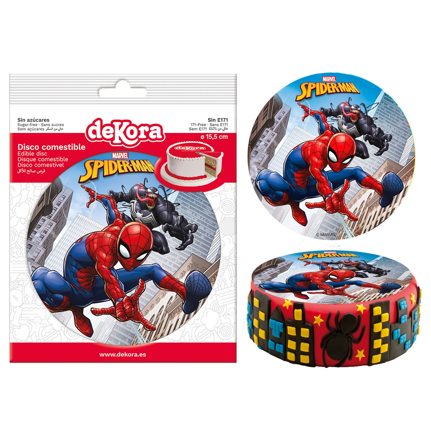 DISCO COMESTÍVEL DECORAR BOLOS SPIDER-MAN ZERO 15,5CM