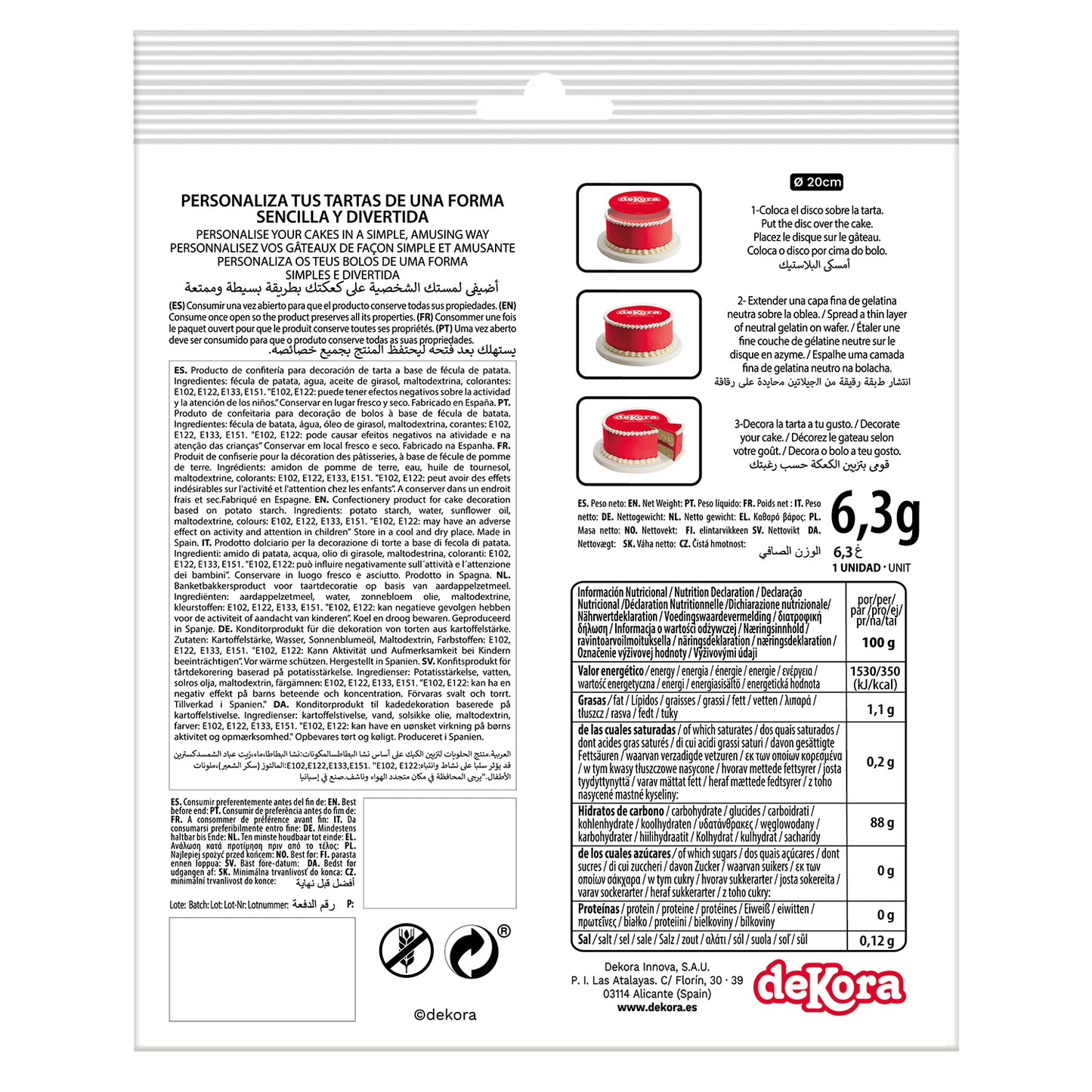 MINI DISQUES COMESTIBLES DINOSAURE Ø 3.4CM ZERO