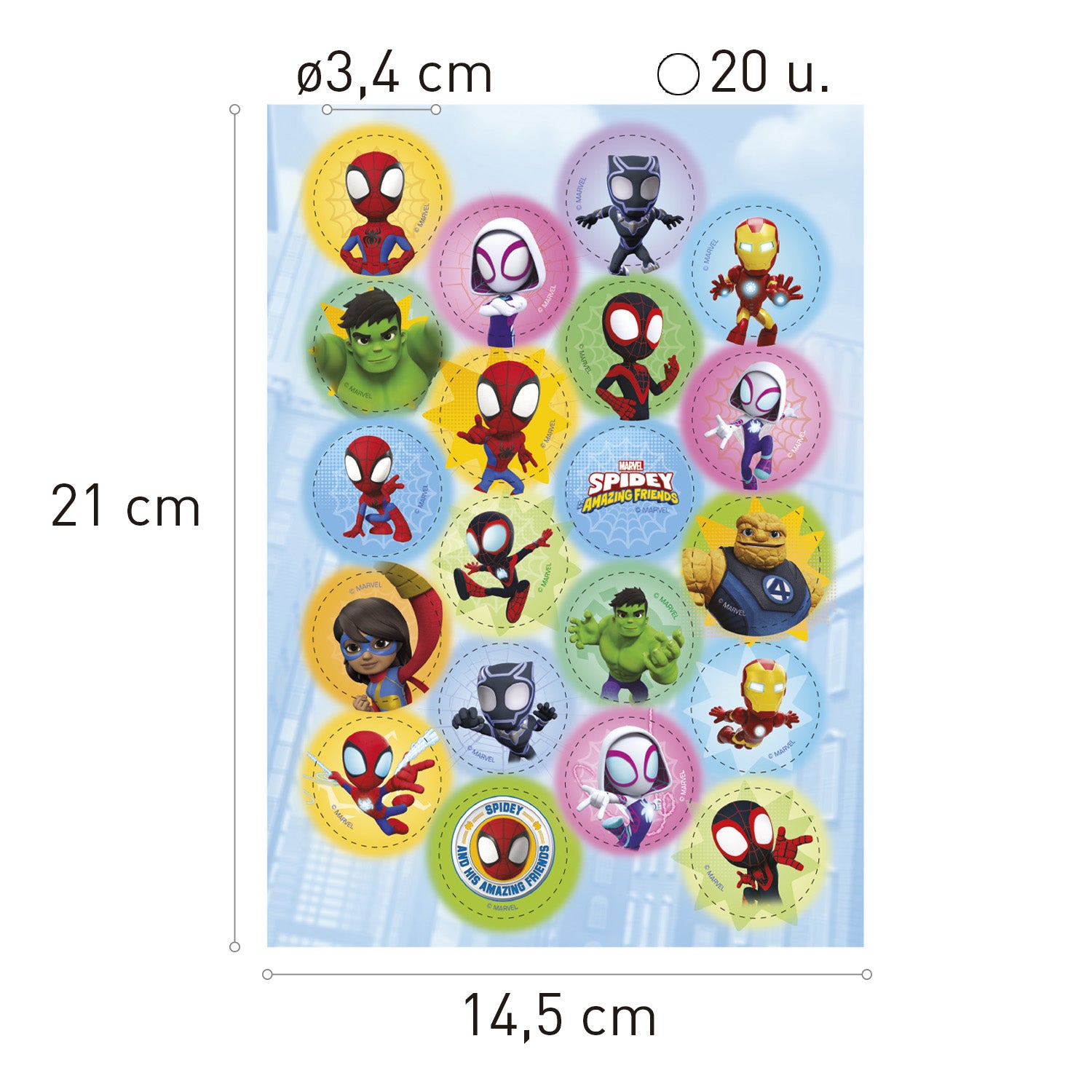 MINI DISQUES COMESTIBLES SPIDEY Ø 3,4CM ZÉRO A5