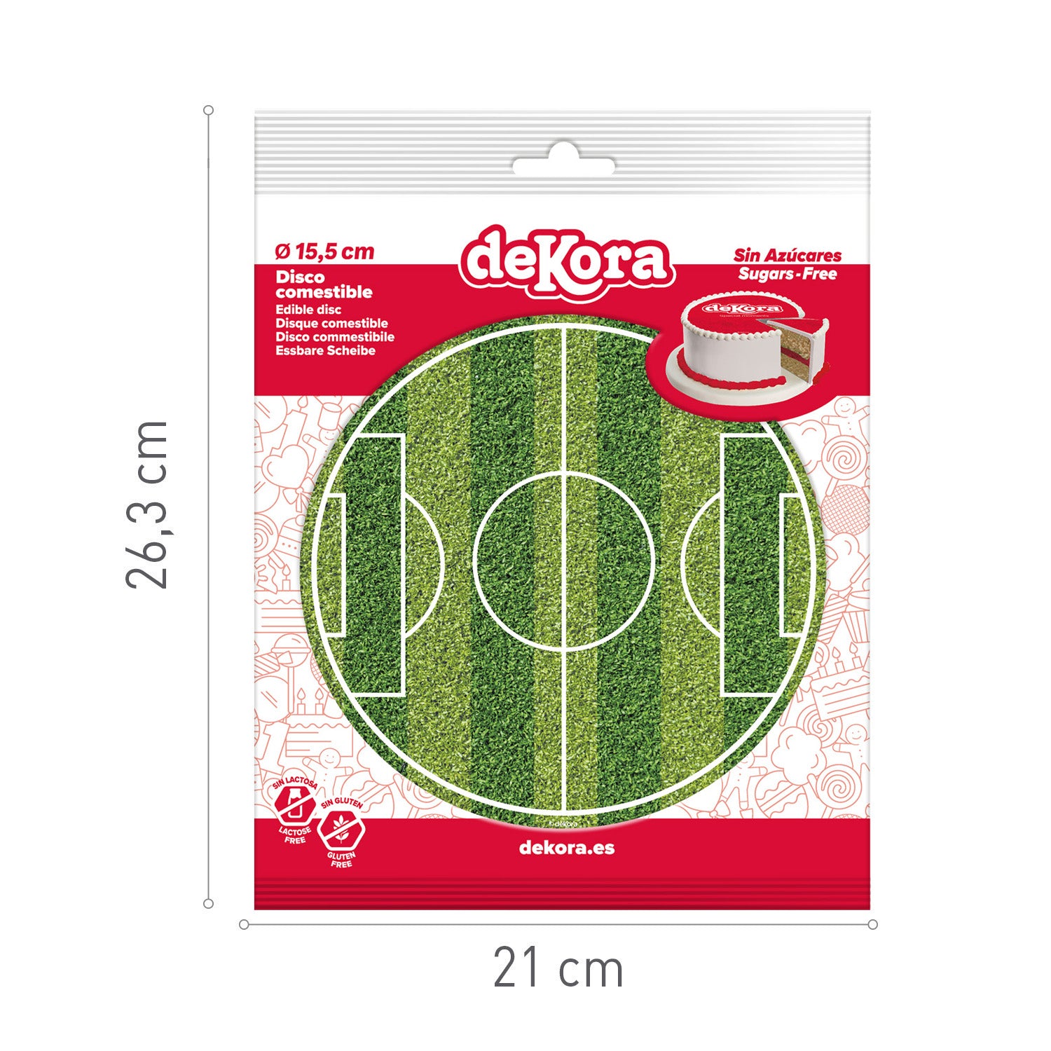 DISCO COMESTIBLE TARTA CAMPO DE FÚTBOL 15.5CM