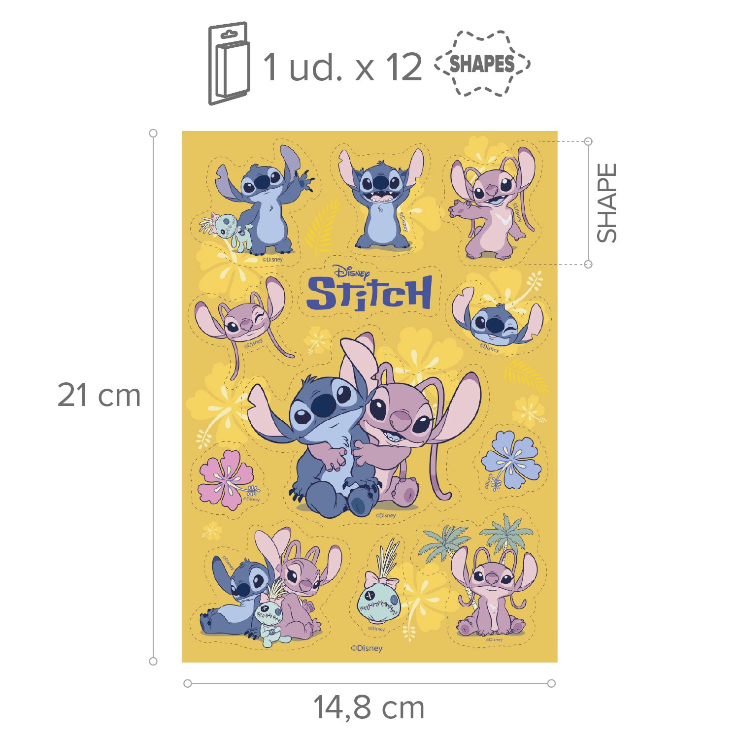 DECORAÇAO COMESTÍVEL PARA RECORTAR STITCH E ANGEL A5