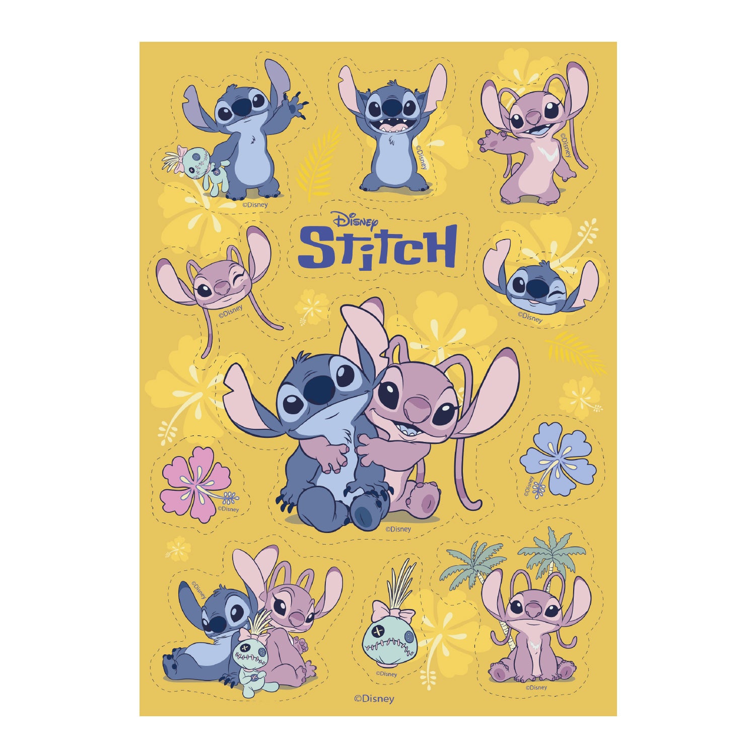 DECORAÇAO COMESTÍVEL PARA RECORTAR STITCH E ANGEL A5