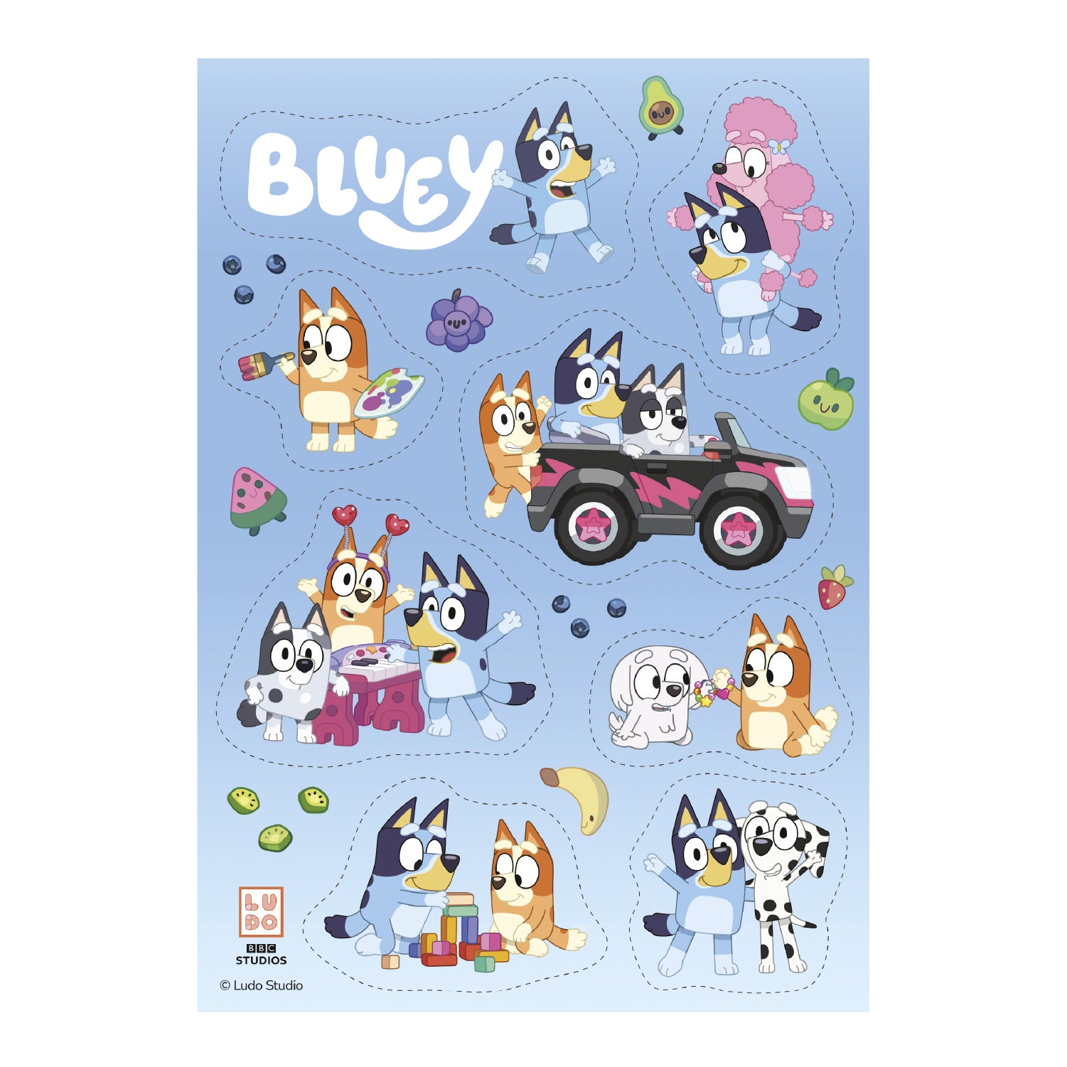 DECORACION COMESTIBLE RECORTABLE BLUEY Y BINGO A5