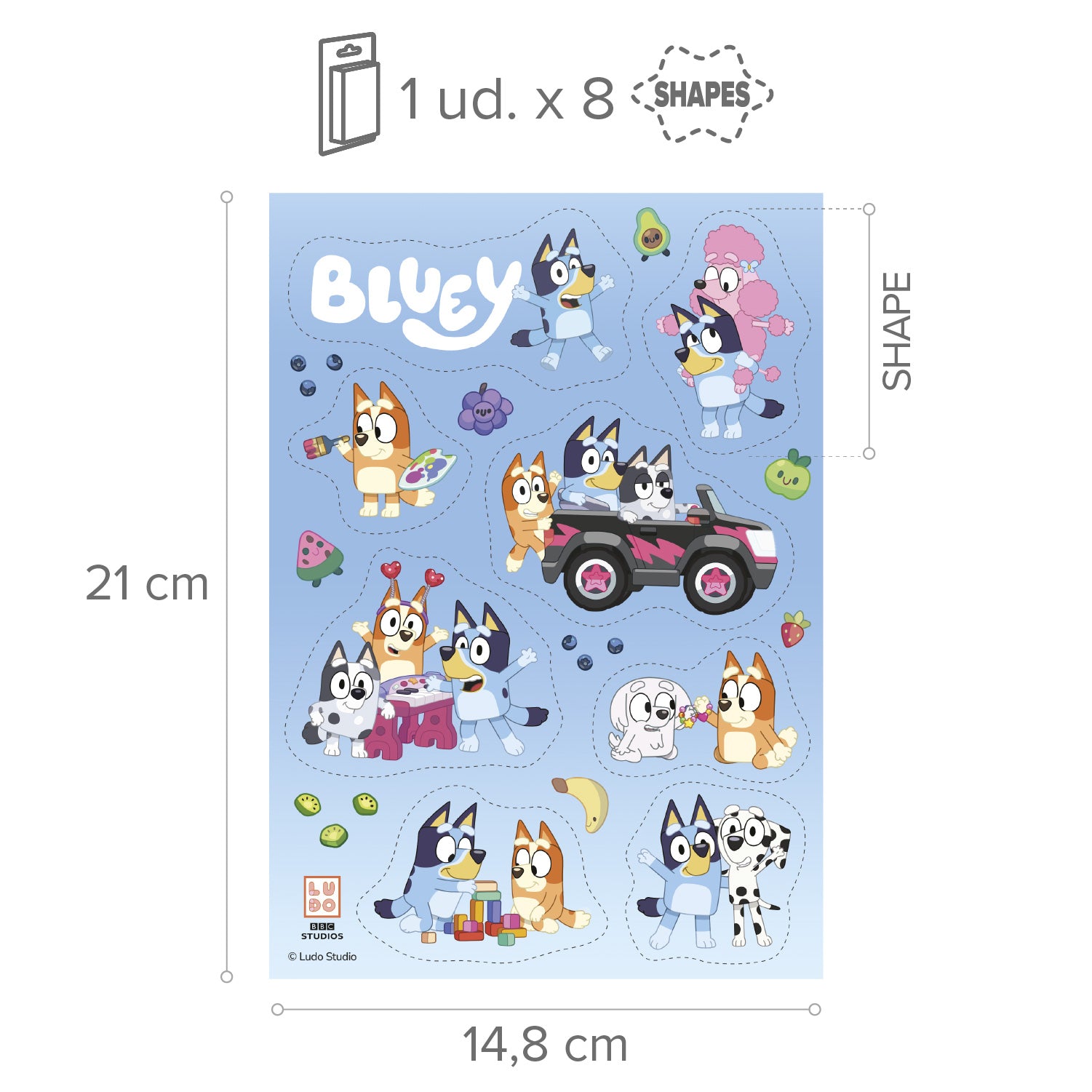 DECORACION COMESTIBLE RECORTABLE BLUEY Y BINGO A5