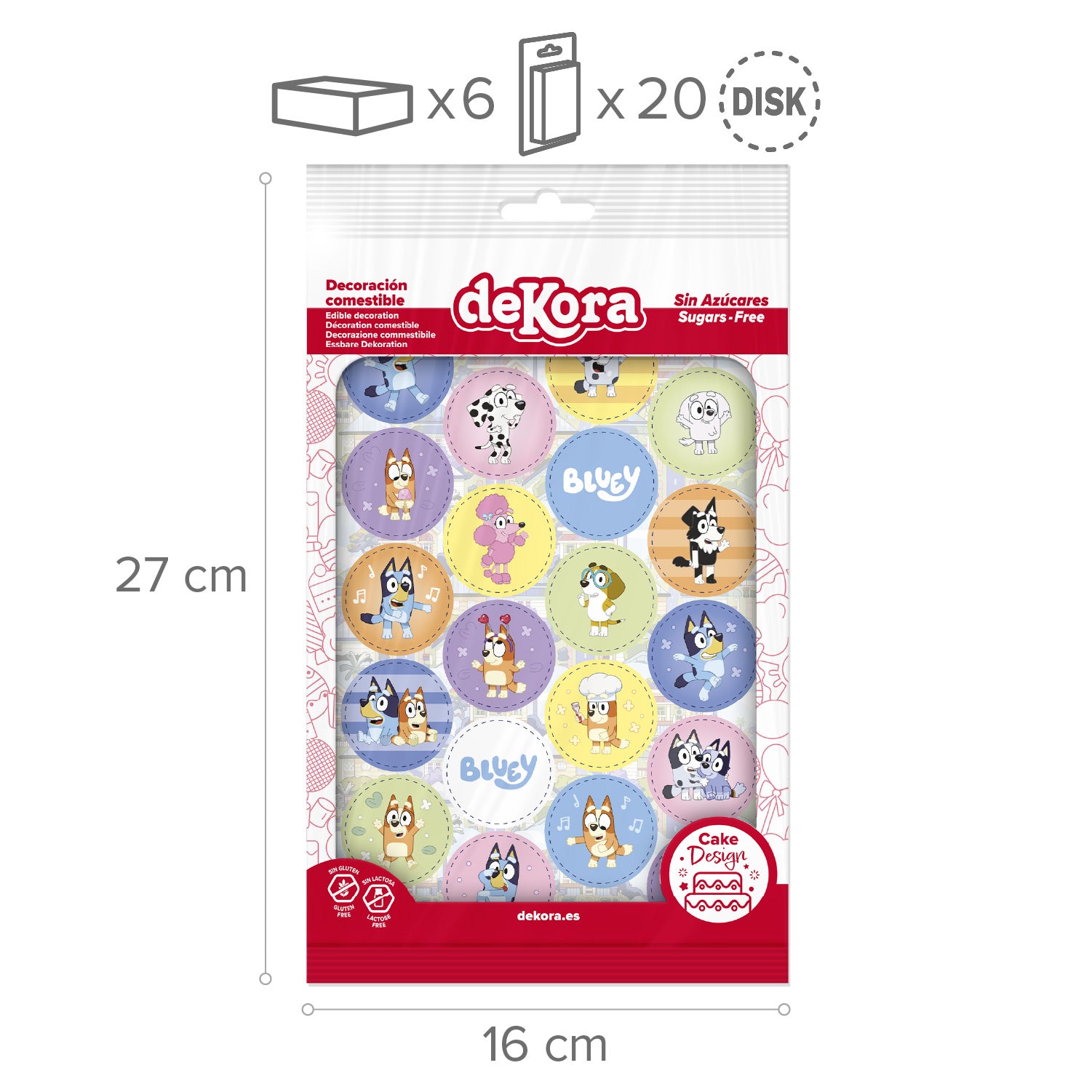 BLUEY AND BINGO EDIBLE MINI DISCS Ø 3.4CM ZERO A5
