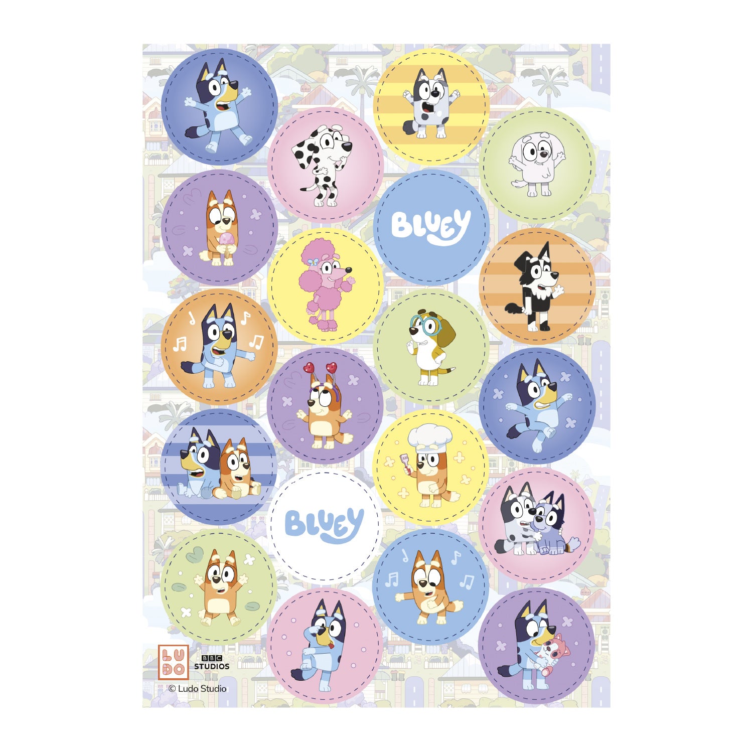 MINI DISCOS COMESTIBLES BLUEY Y BINGO Ø 3,4CM ZERO A5