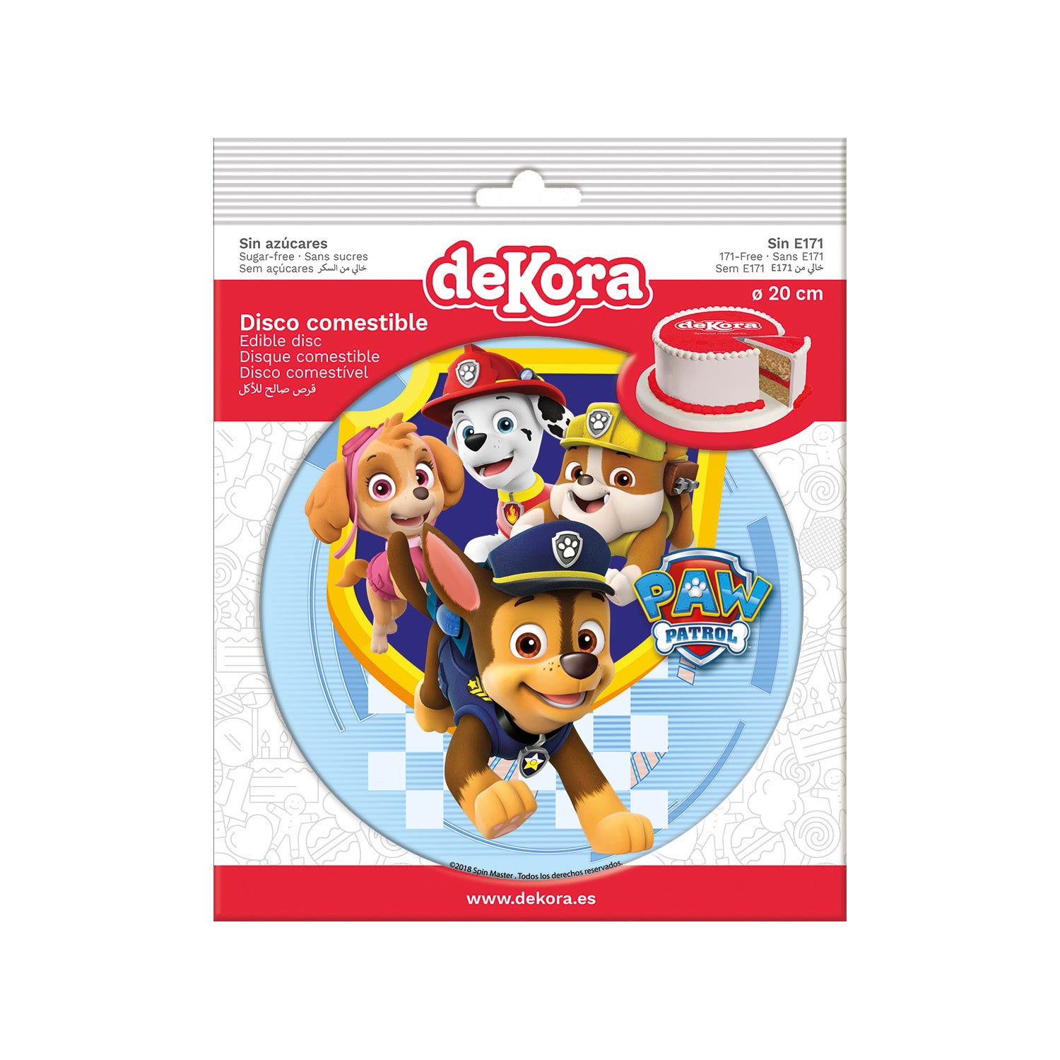 PAW PATROL EDIBLE CAKE DECORATING DISC PAW PATROL 20CM