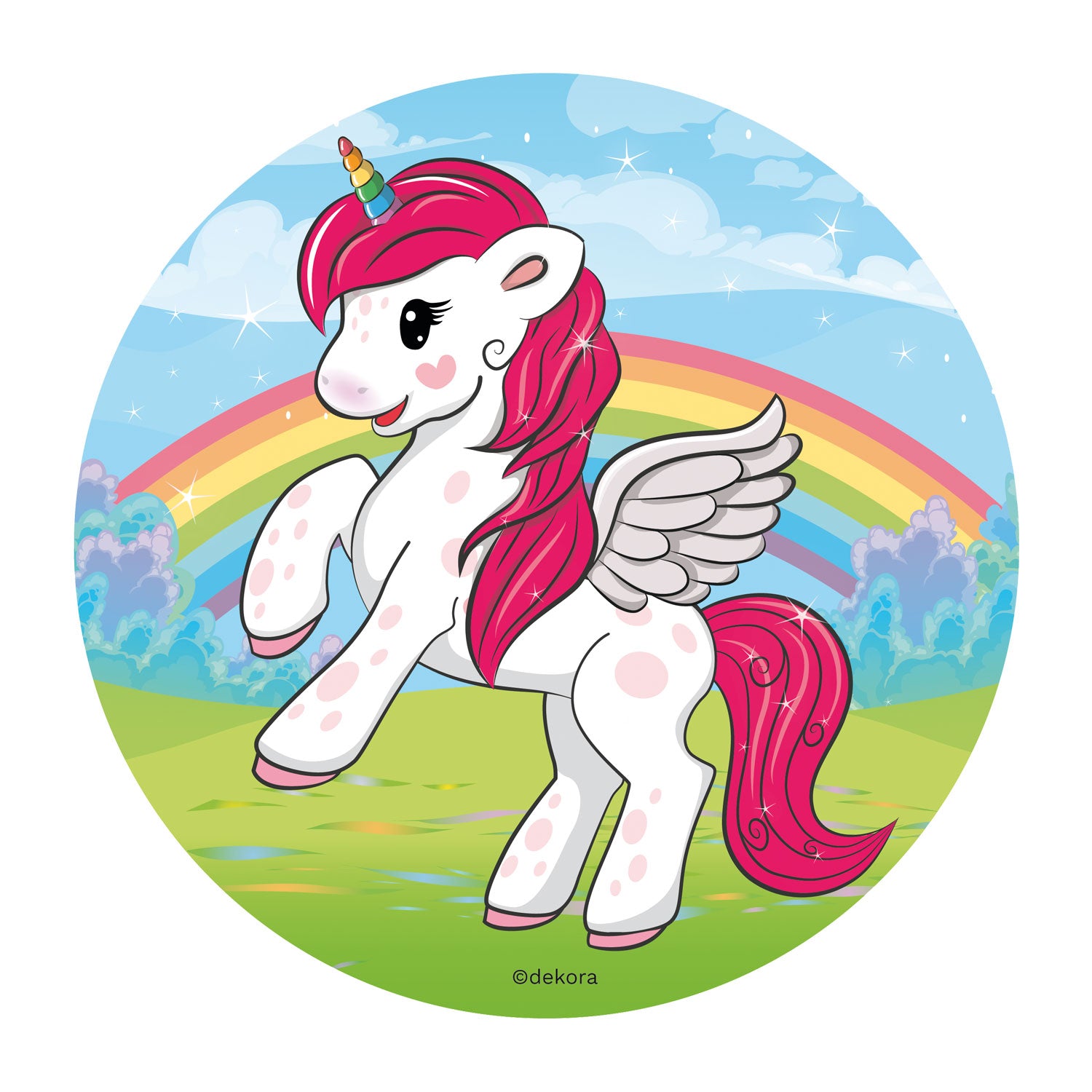 6 DISQUES COMESTIBLES POUR GÂTEAUX LICORNE 20 CM