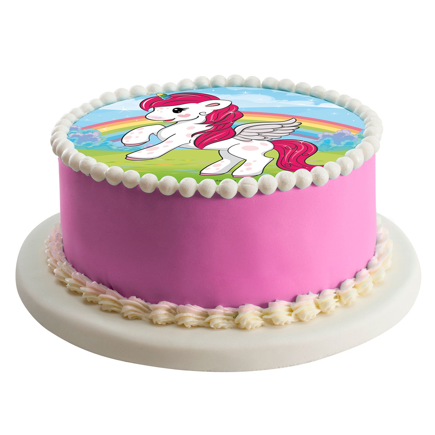 6 EDIBLE CAKE DECORATING DISCS UNICORN 20 CM